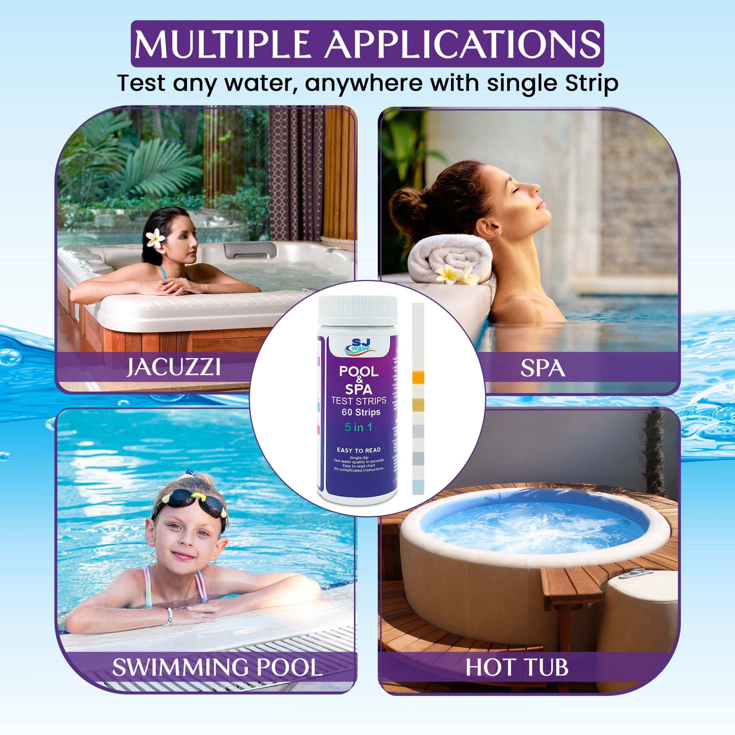 SJ WAVE - 5 IN 1 POOL & SPA TEST STRIPS (60'S)