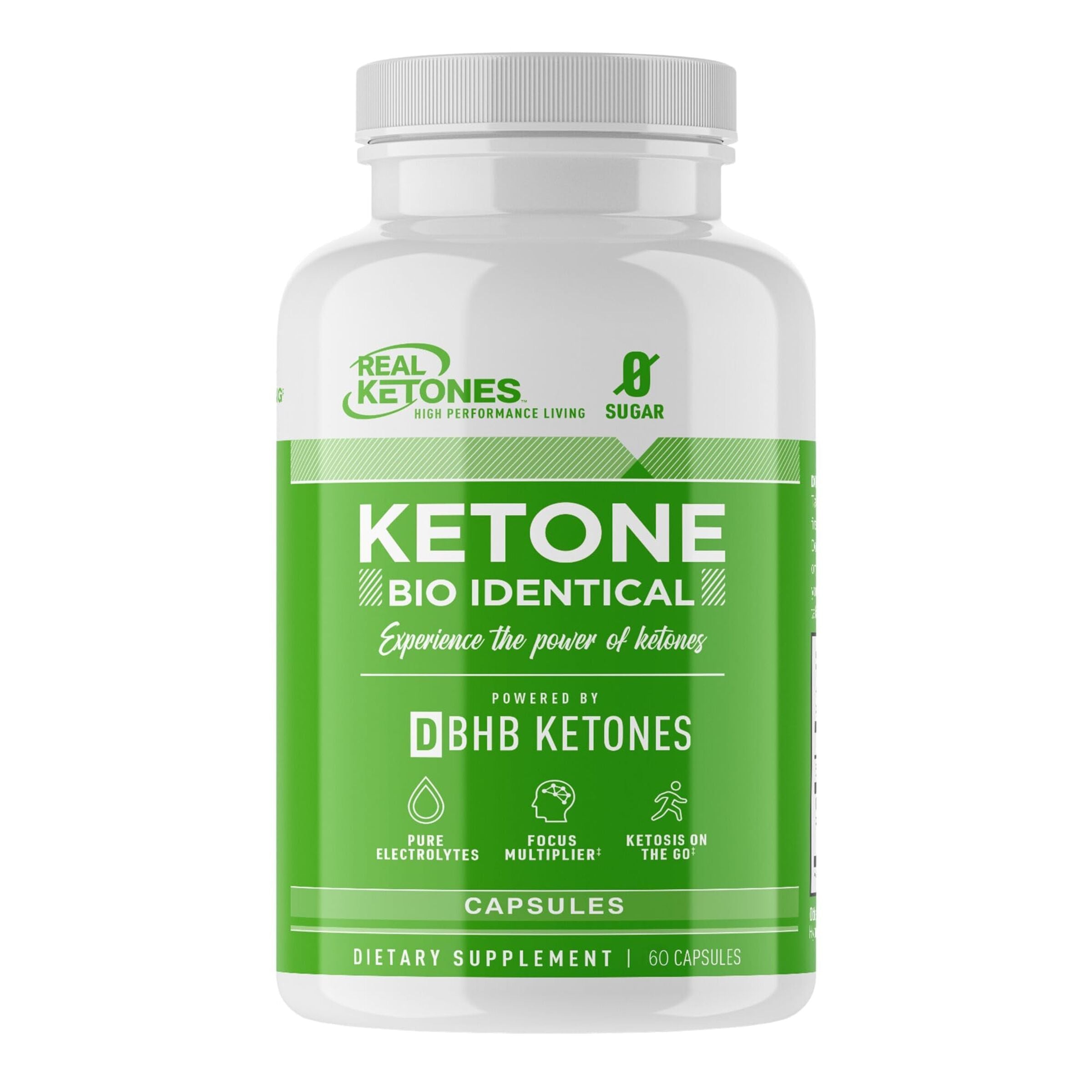 REAL KETONES - KETONE BIO IDENTICAL - D-BHB - 60 CAPSULES - 30 SERVINGS