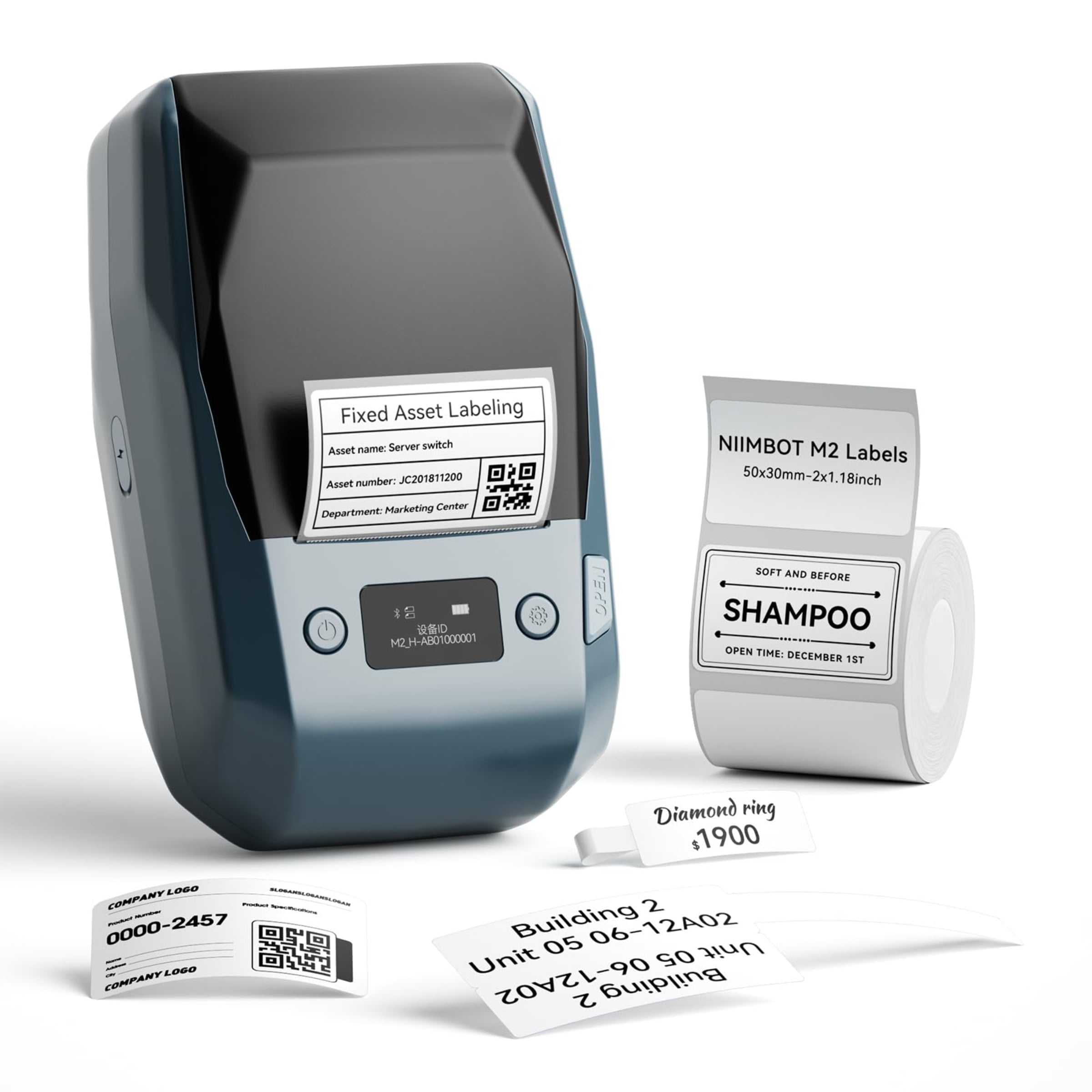 NB589 - NIIMBOT - MODEL: M2_H - THERMAL TRANSFER BLUETOOTH LABEL PRINTER - 300DPI - INCLUDING BLACK RIBBON CARTRIDGE & 50*30MM LABEL ROLL