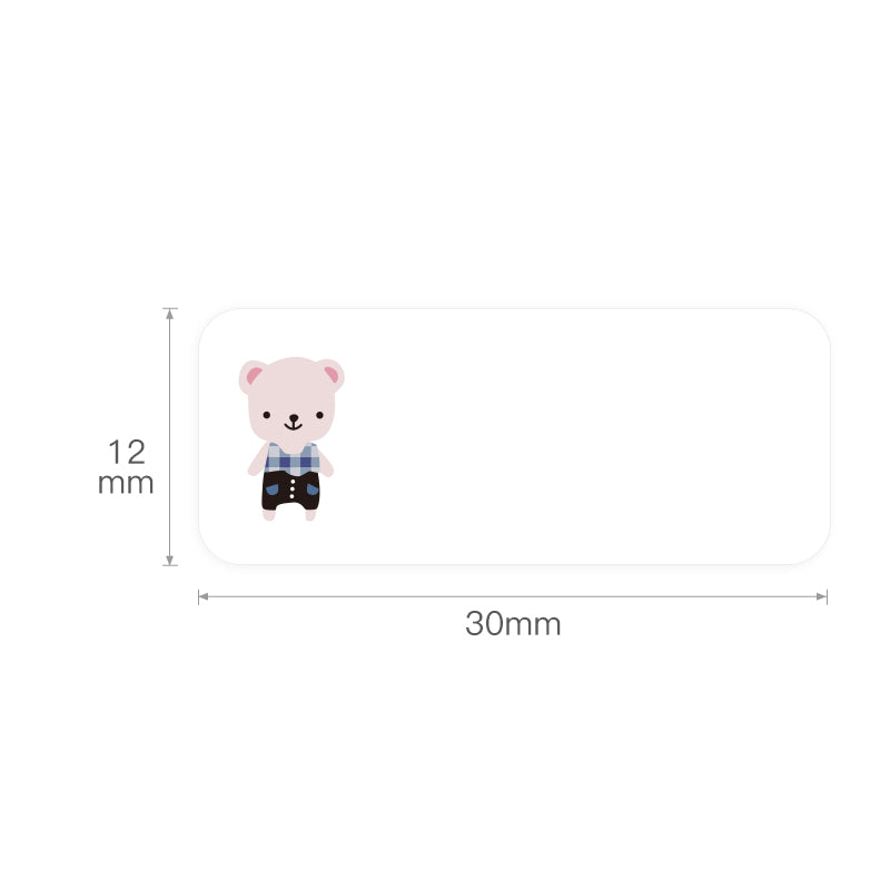 NB127 - NIIMBOT - D11 / D101 / D110 / H1S - 12X30MM - 210 THERMAL LABELS - BABY BEAR DESIGN