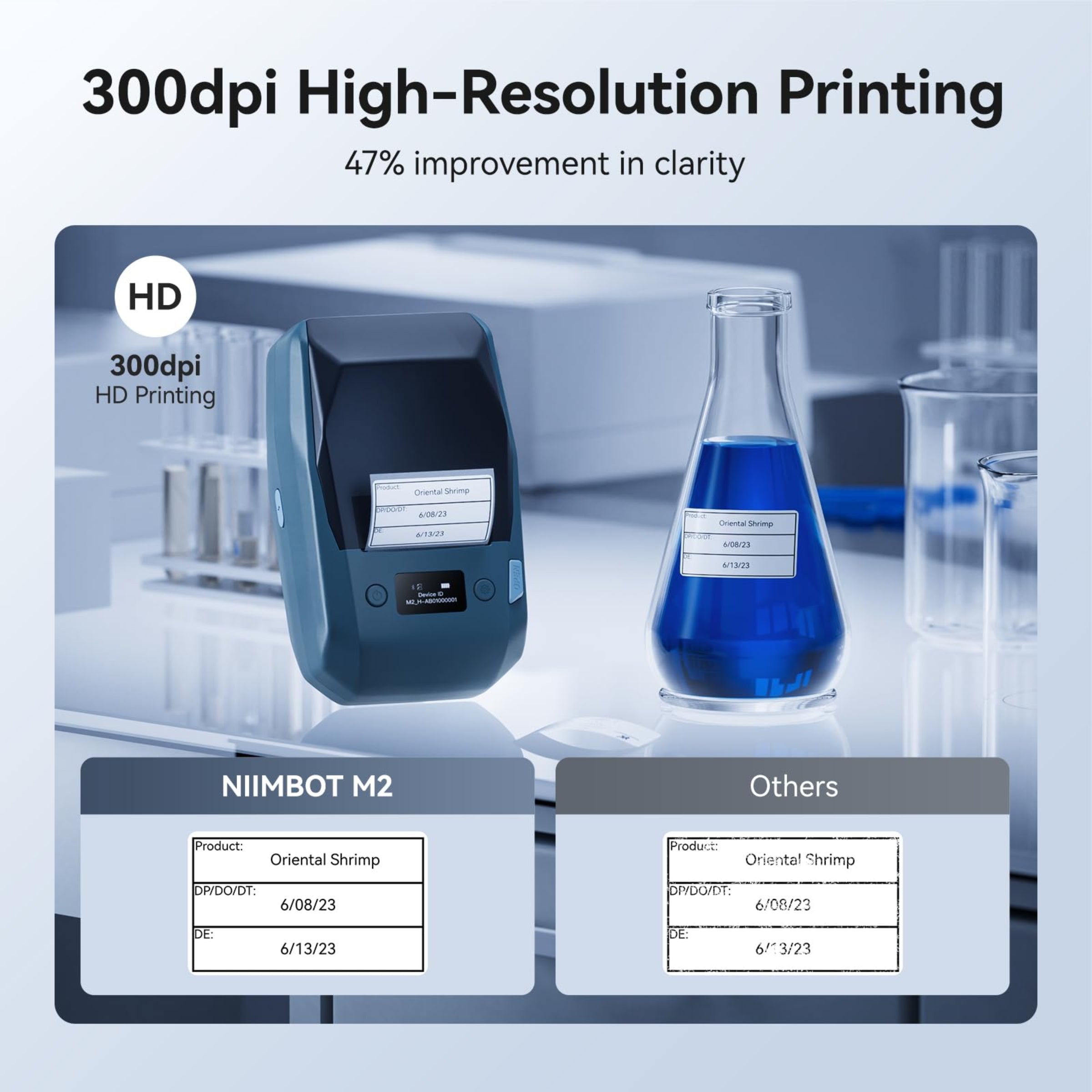 NB589 - NIIMBOT - MODEL: M2_H - THERMAL TRANSFER BLUETOOTH LABEL PRINTER - 300DPI - INCLUDING BLACK RIBBON CARTRIDGE & 50*30MM LABEL ROLL