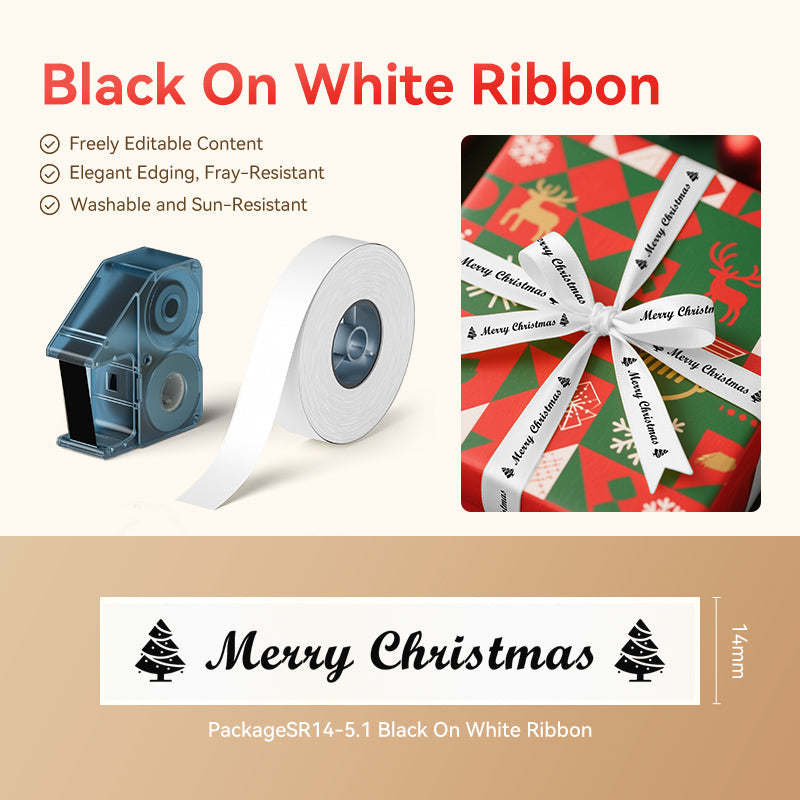 NB721 - Niimbot - N1 - Satin Ribbon Set Package - 14mmX5.1m - Black On White