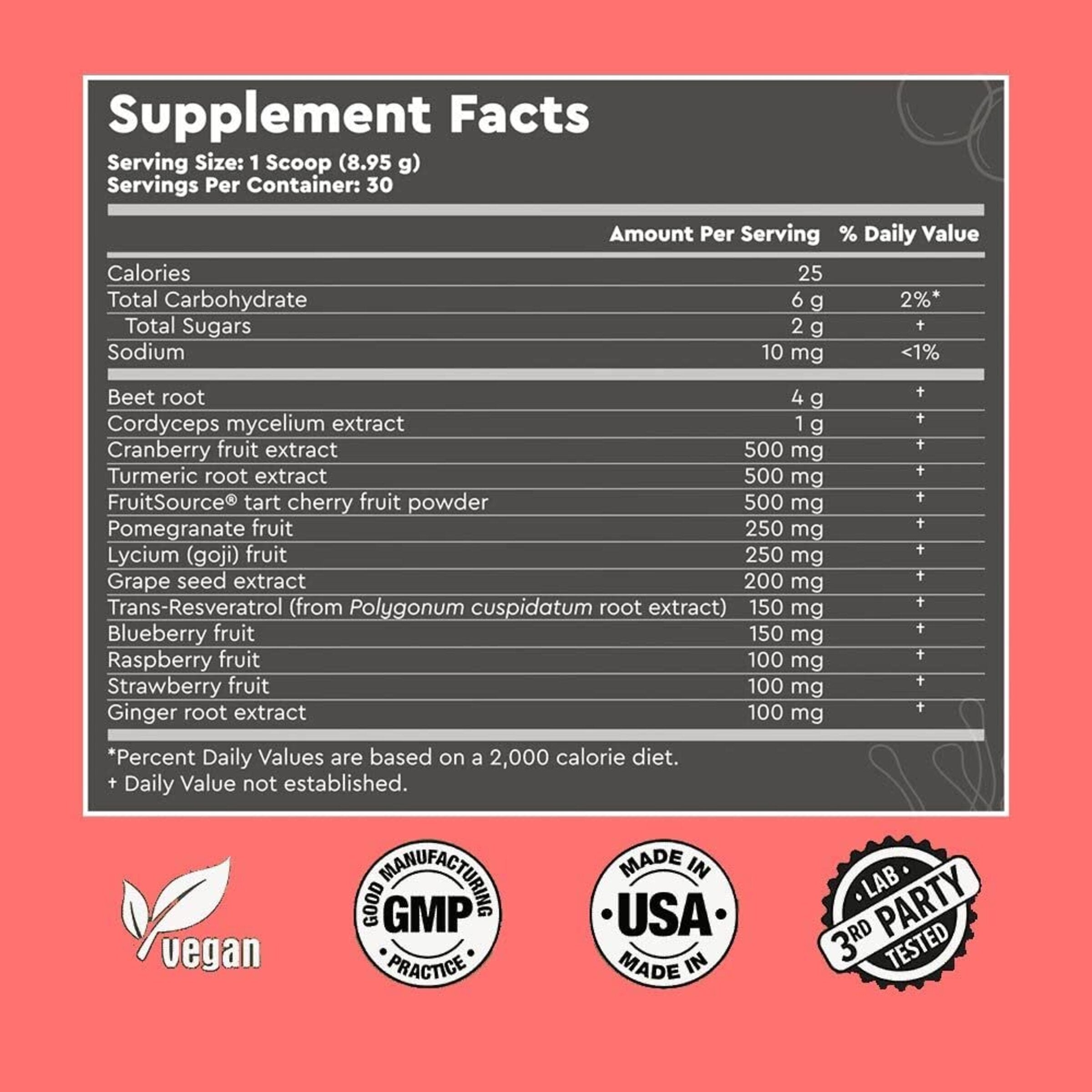RED TONIK - 13 SUPERFOODS & ADAPTOGENS POWDER - 30 DAY SUPPLY - BERRY