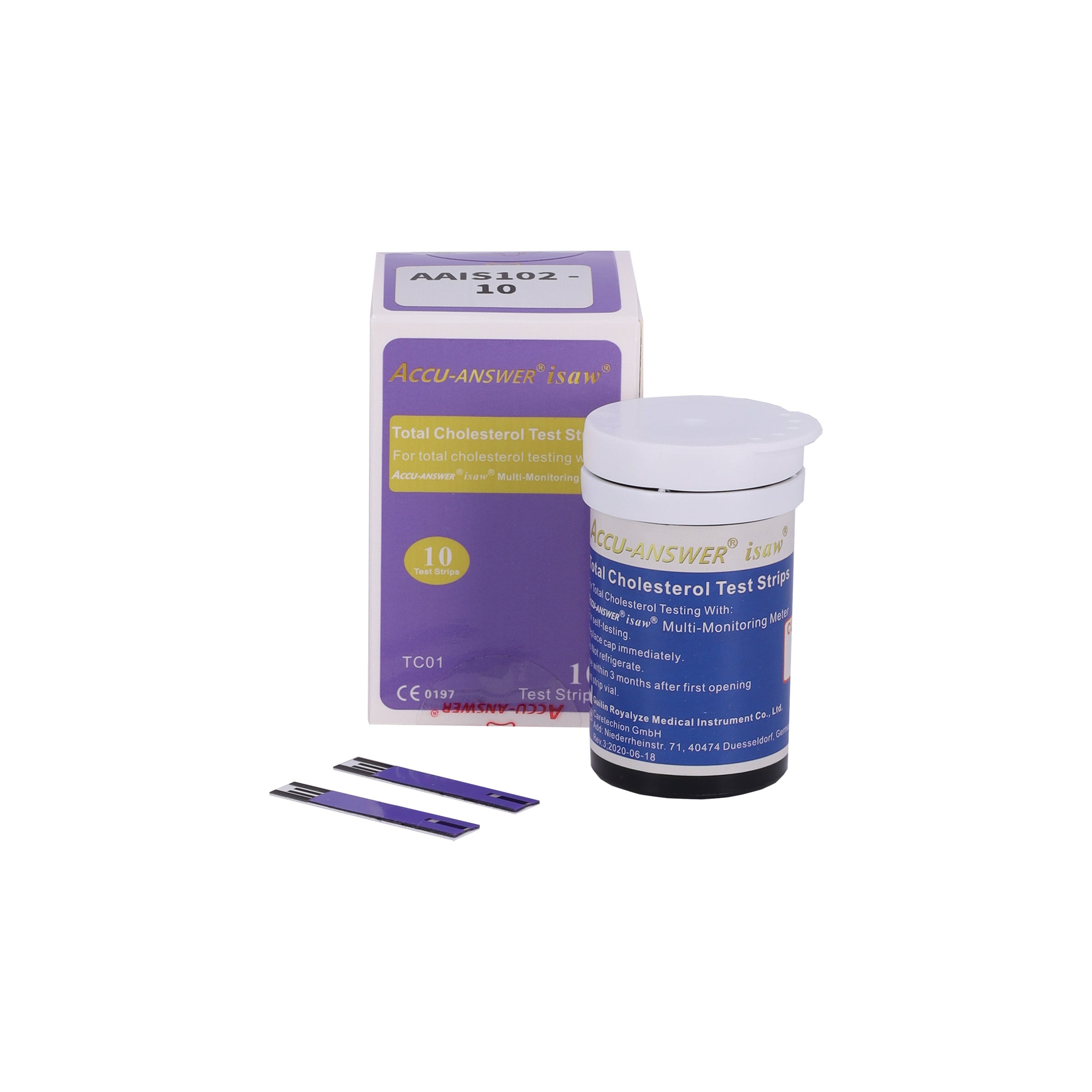 ACCU-ANSWER® ISAW® - 4 IN 1 - TOTAL CHOLESTEROL BLOOD TEST STRIPS (10 or 25)