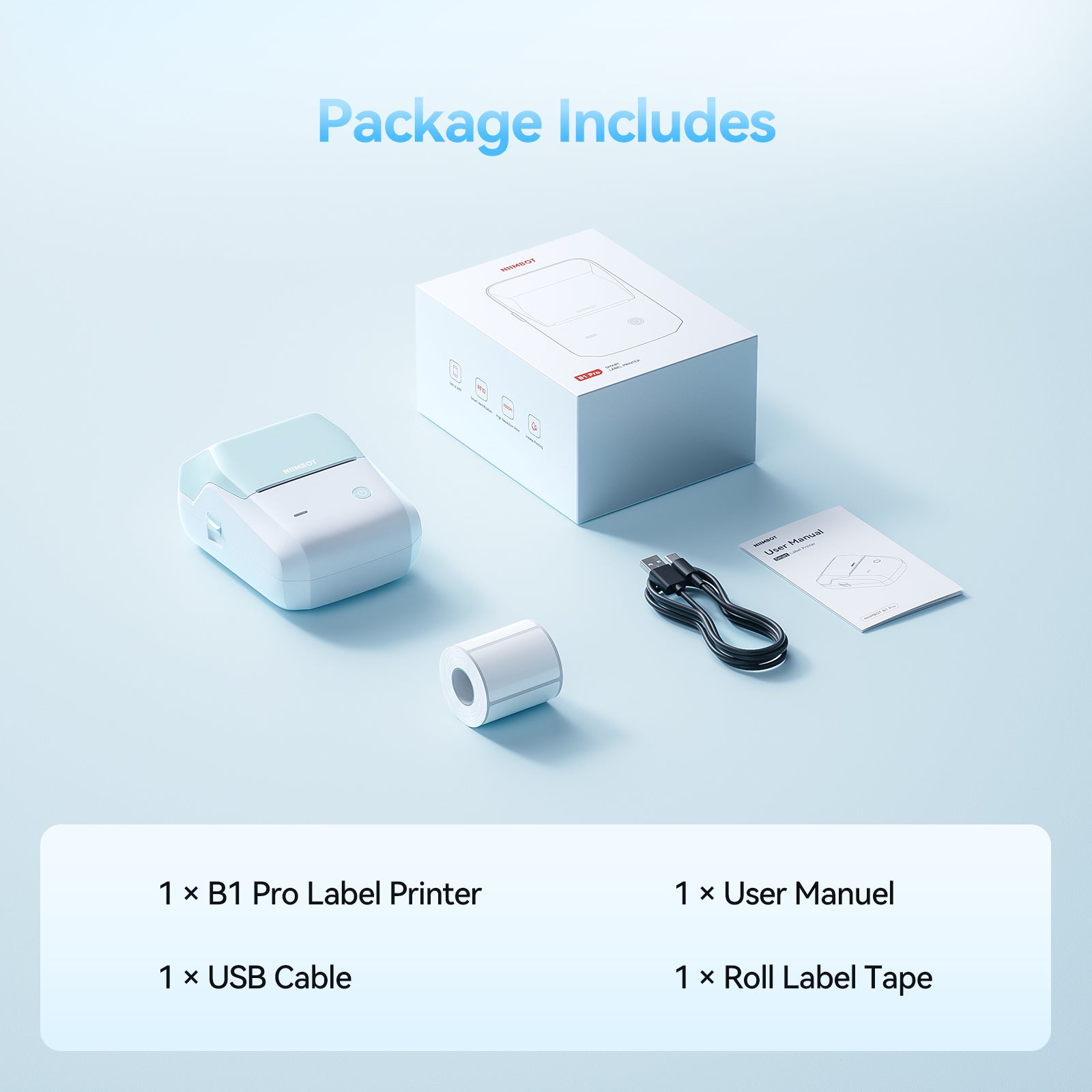 NB806 - Niimbot - B1-Pro - 300DPI - Portable Thermal Label Printer Incl Free Label