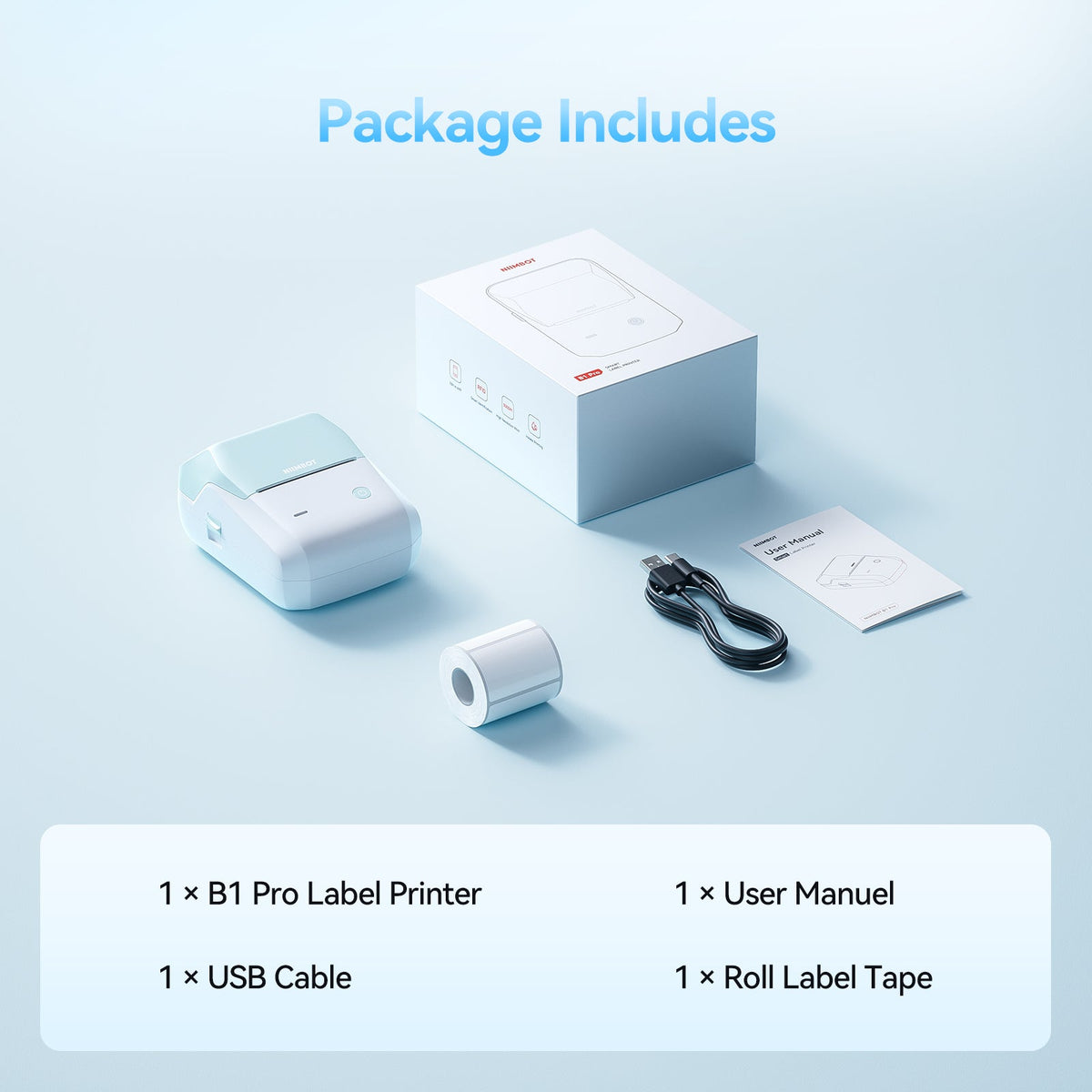 NIIMBOT - B1 Pro 300dpi Bluetooth Label Printer Incl Label Roll