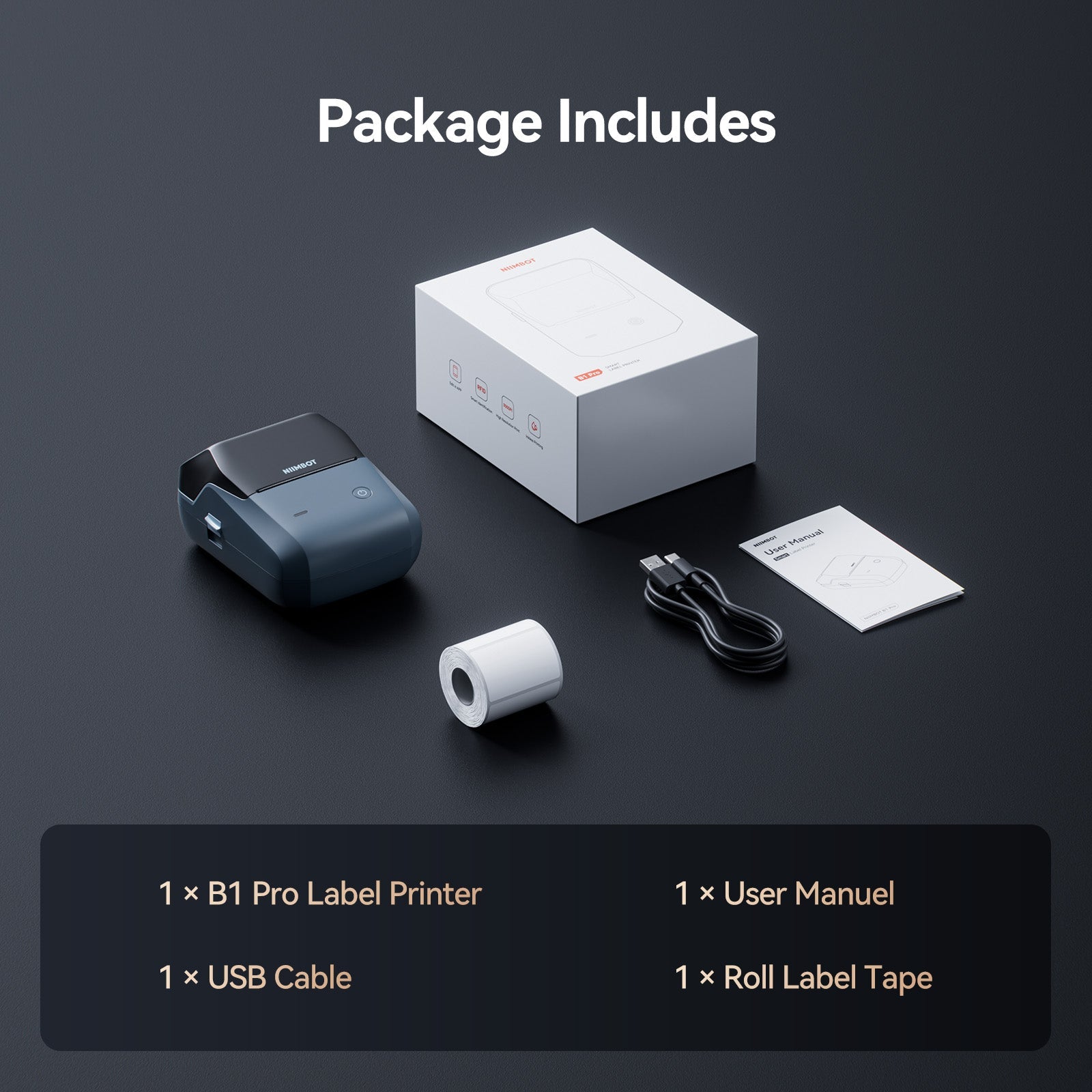NB806 - Niimbot - B1-Pro - 300DPI - Portable Thermal Label Printer Incl Free Label