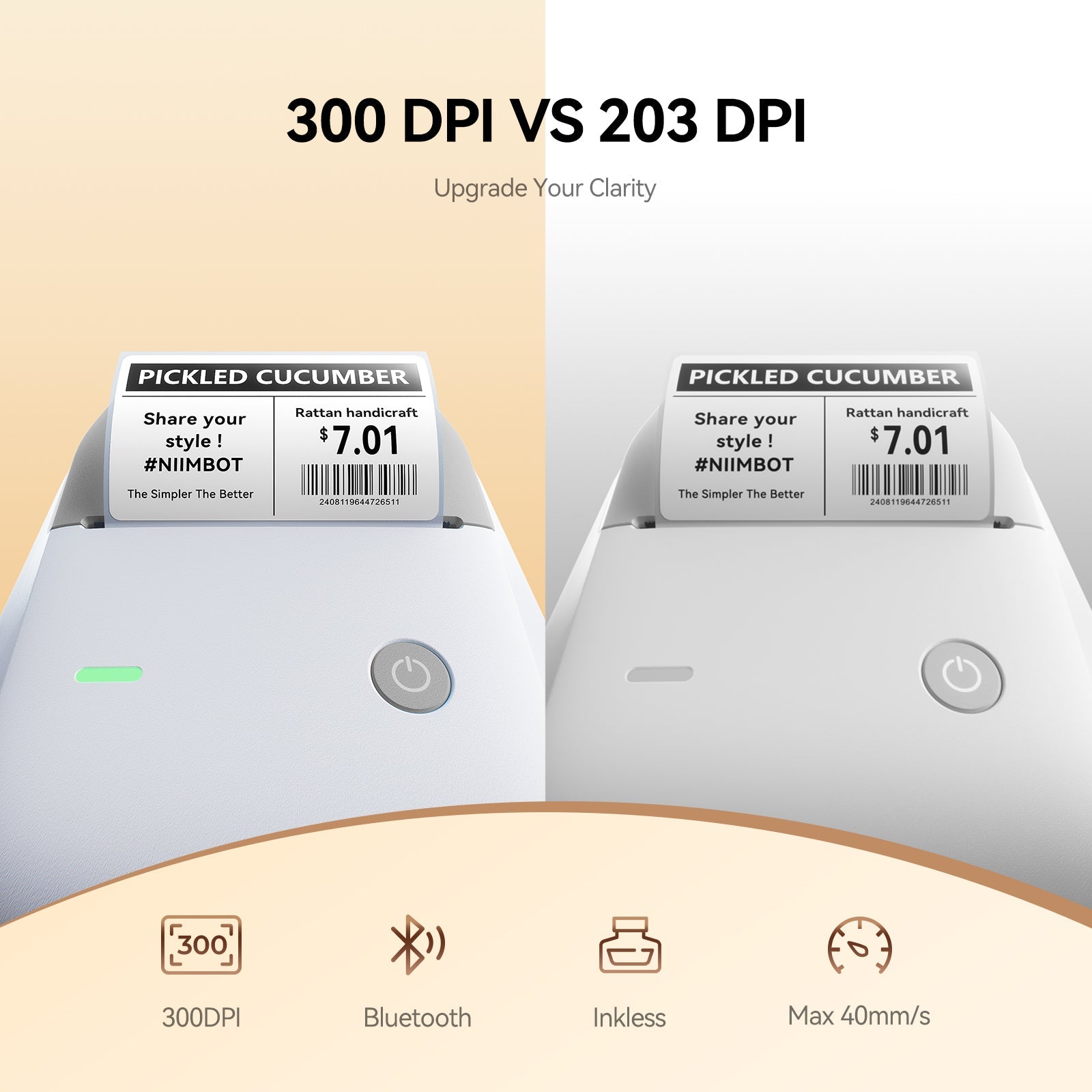 NB806 - Niimbot - B1-Pro - 300DPI - Portable Thermal Label Printer Incl Free Label
