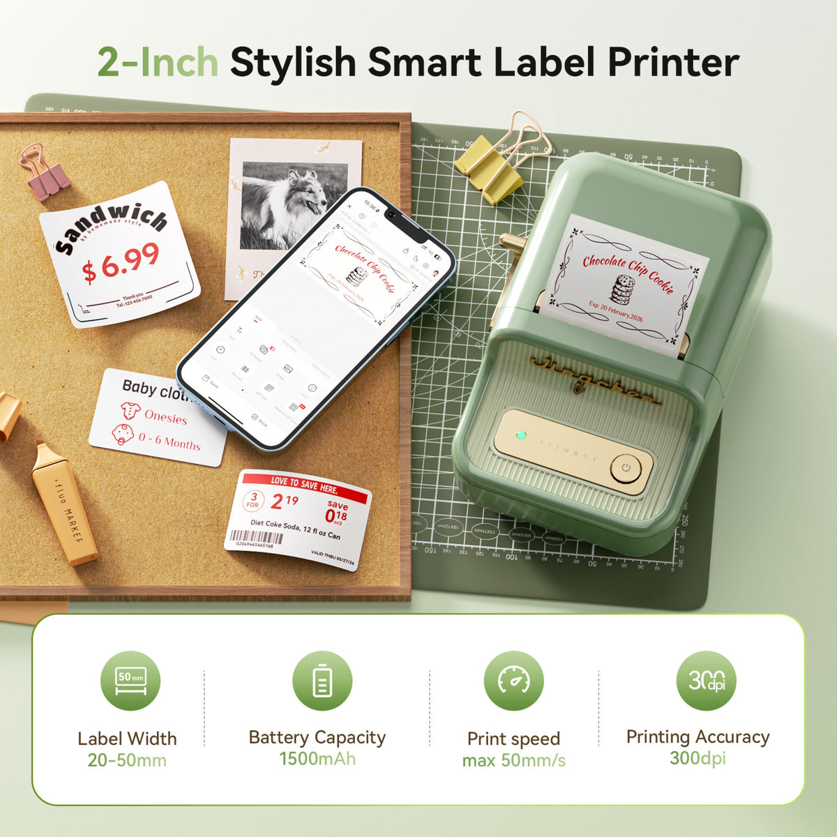 NIIMBOT - B21 Pro 300dpi Bluetooth Label Printer Incl Label Roll