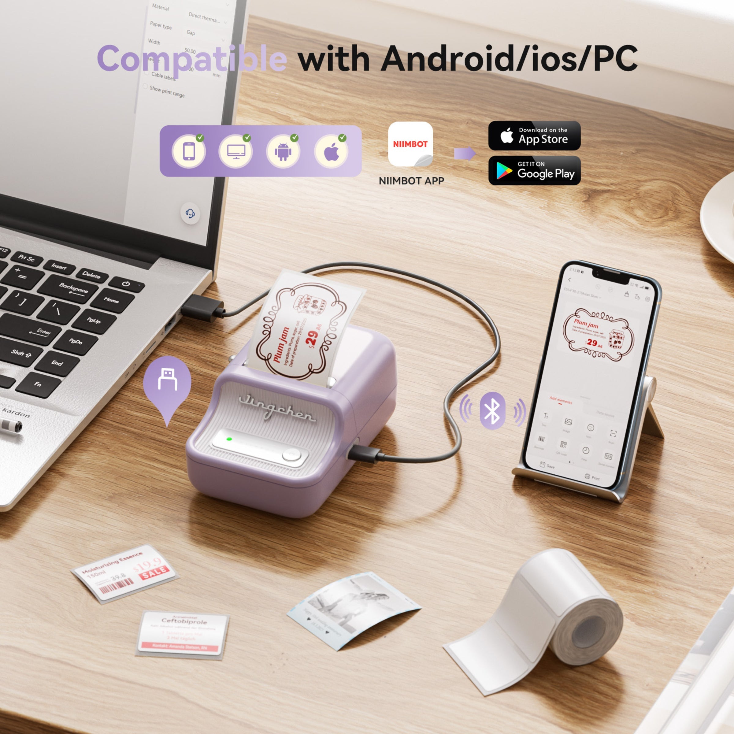 NB607 - Niimbot - B21-Pro - 300DPI - Portable Thermal Label Bluetooth Printer