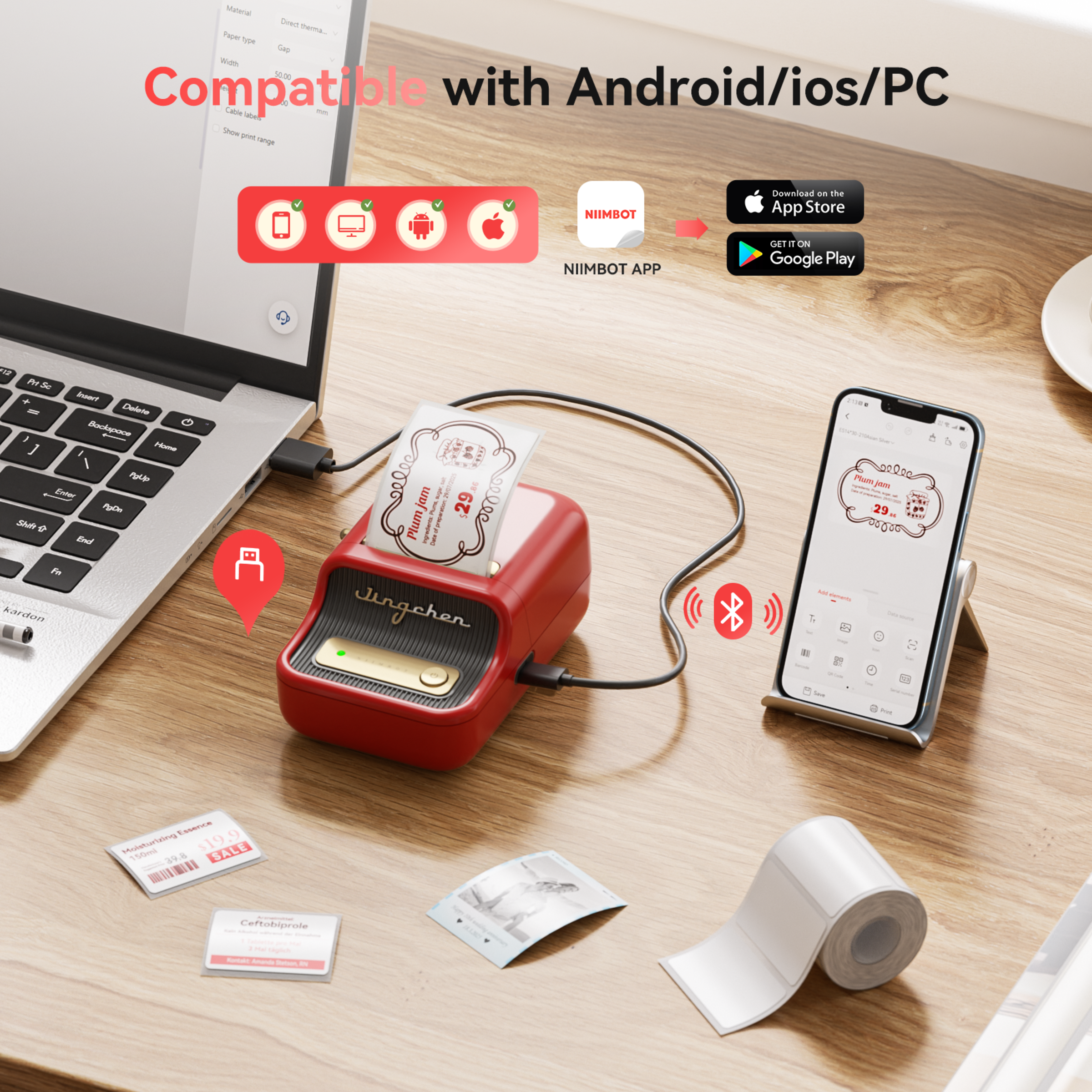 NB607 - Niimbot - B21-Pro - 300DPI - Portable Thermal Label Bluetooth Printer
