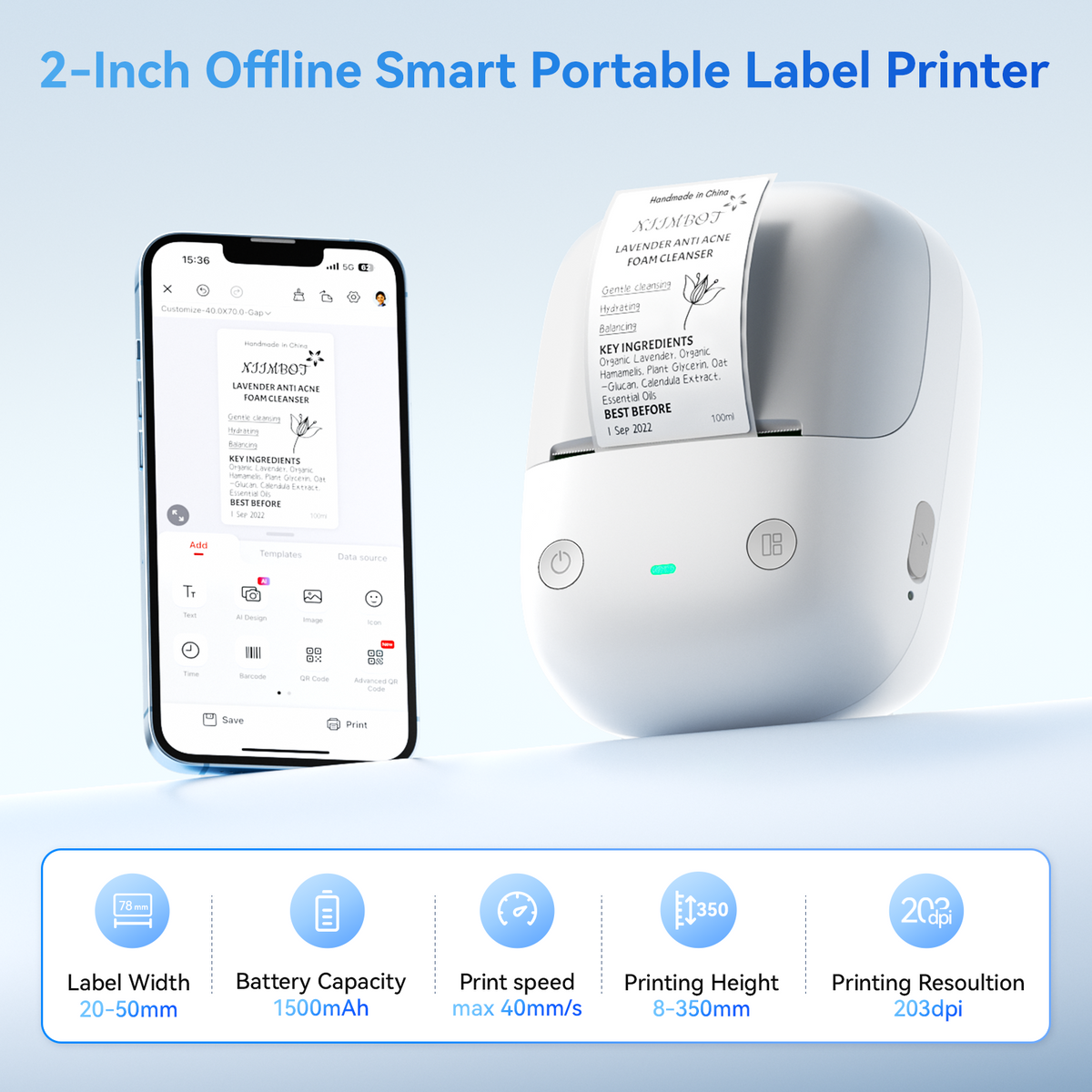 NIIMBOT - B2 Bluetooth Label Printer Incl Label Roll