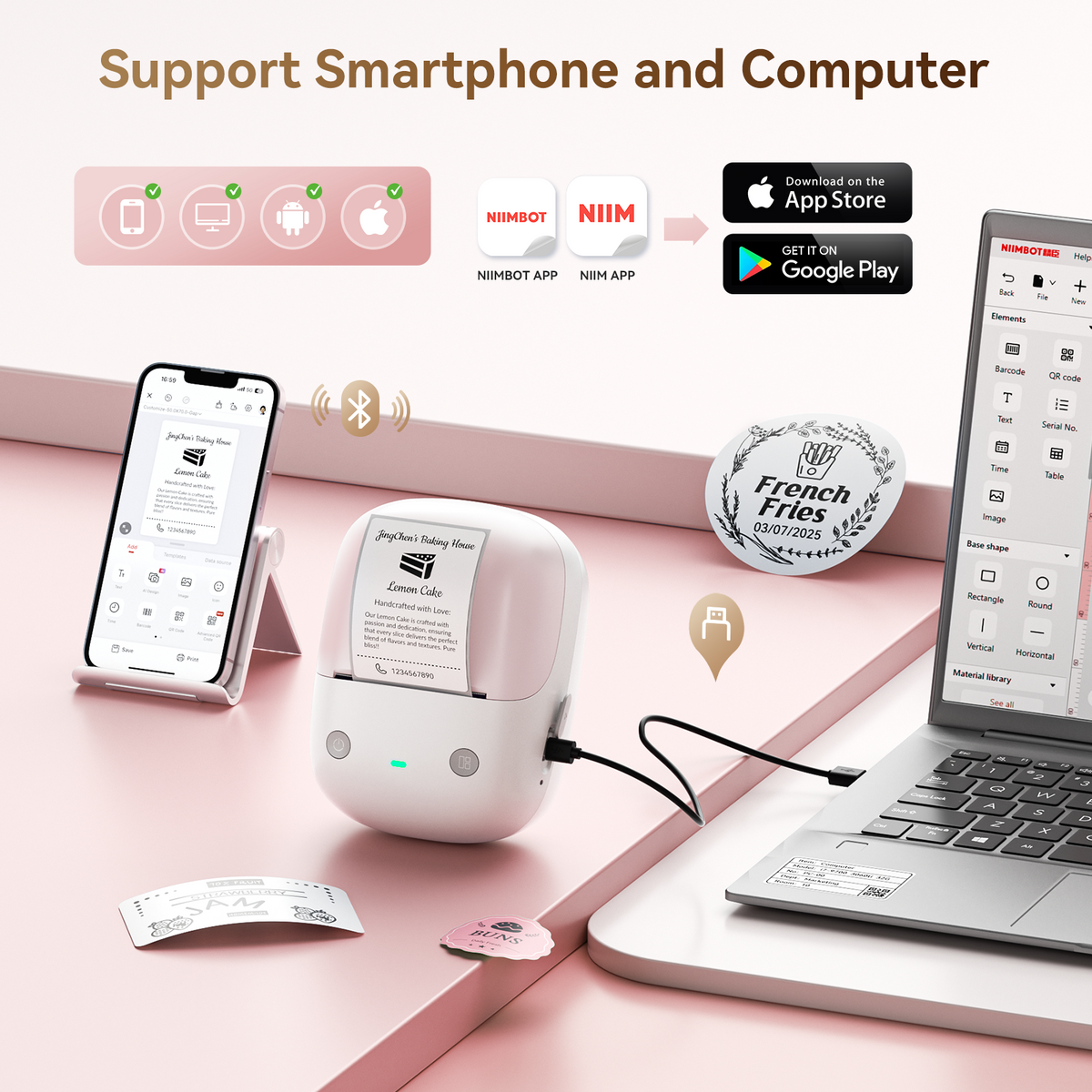 NIIMBOT - B2 Bluetooth Label Printer Incl Label Roll