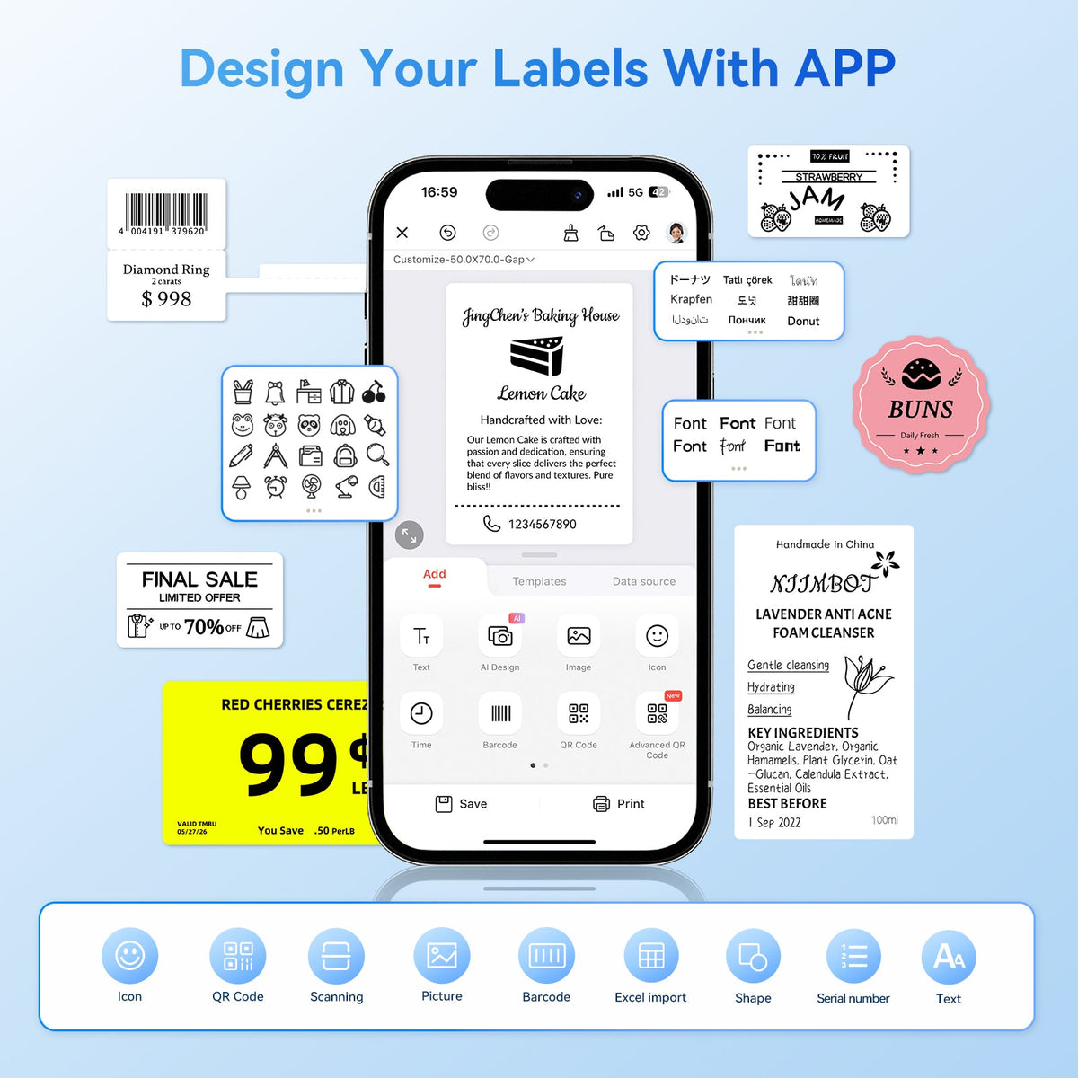 NIIMBOT - B31 Bluetooth Label Printer Incl Label Roll