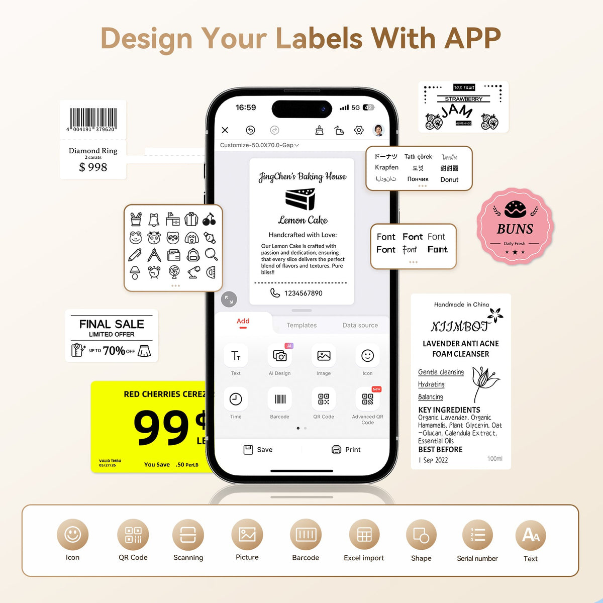 NIIMBOT - B31 Bluetooth Label Printer Incl Label Roll