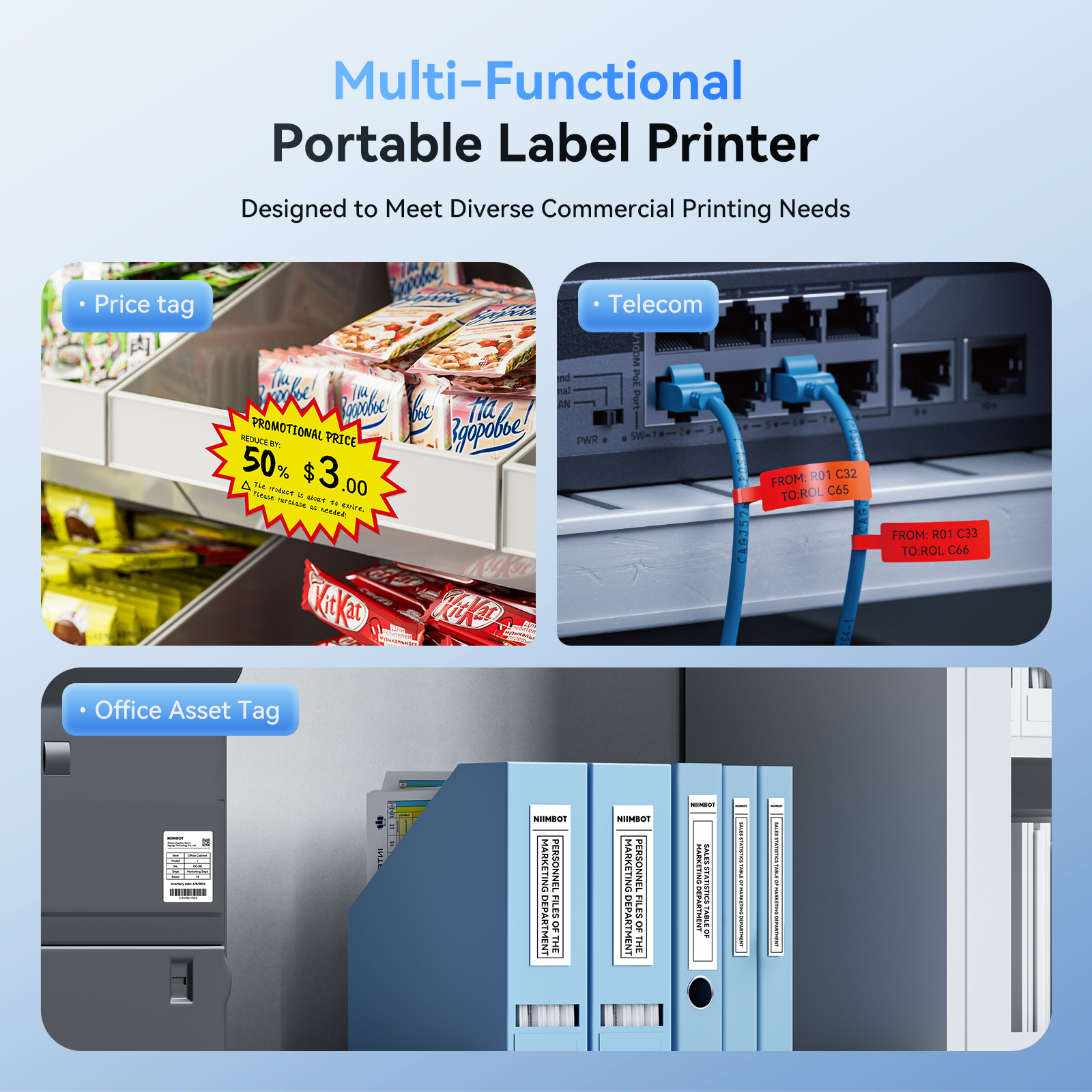 NB119 - Niimbot - B3S-P - Portable Thermal Label Bluetooth Printer Incl Free Label (70x40mm)