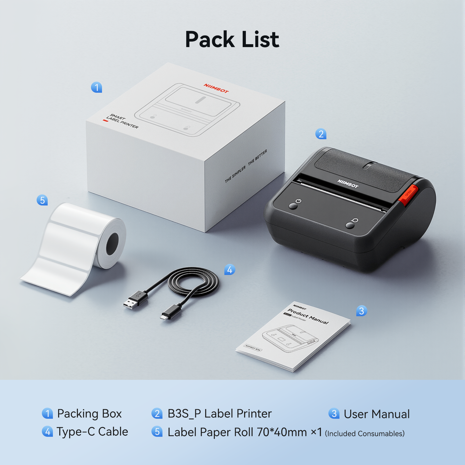 NB119 - Niimbot - B3S-P - Portable Thermal Label Bluetooth Printer Incl Free Label (70x40mm)