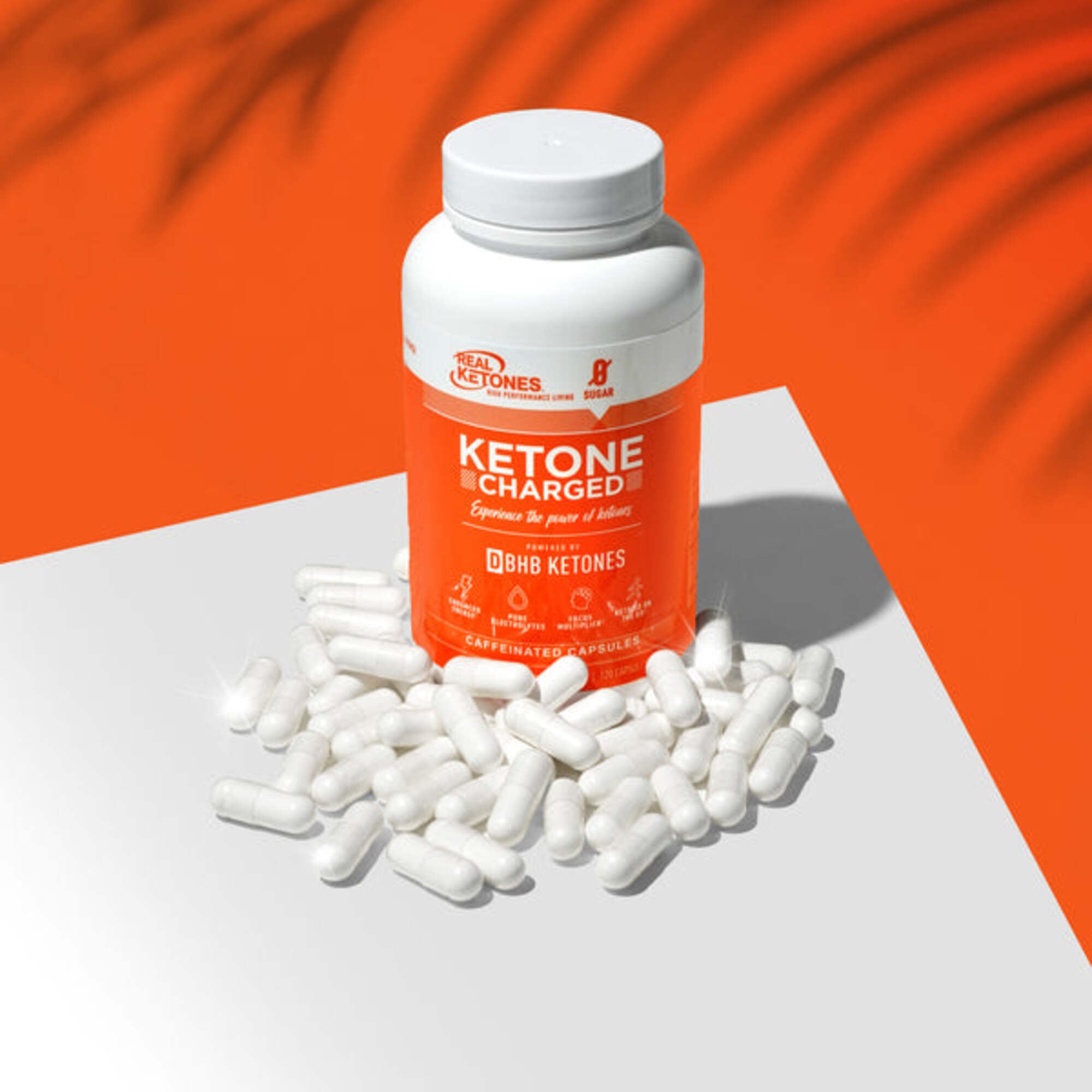 REAL KETONES - KETONE CHARGED - D-BHB + CAFFEINE - 120 CAPSULES - 1 MONTH SUPPLY
