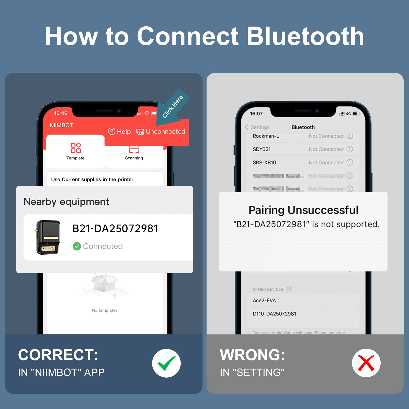 NB109 - NIIMBOT - B21 - PORTABLE THERMAL LABEL BLUETOOTH PRINTER INCLUDING FREE LABEL (50*30MM - WHITE)