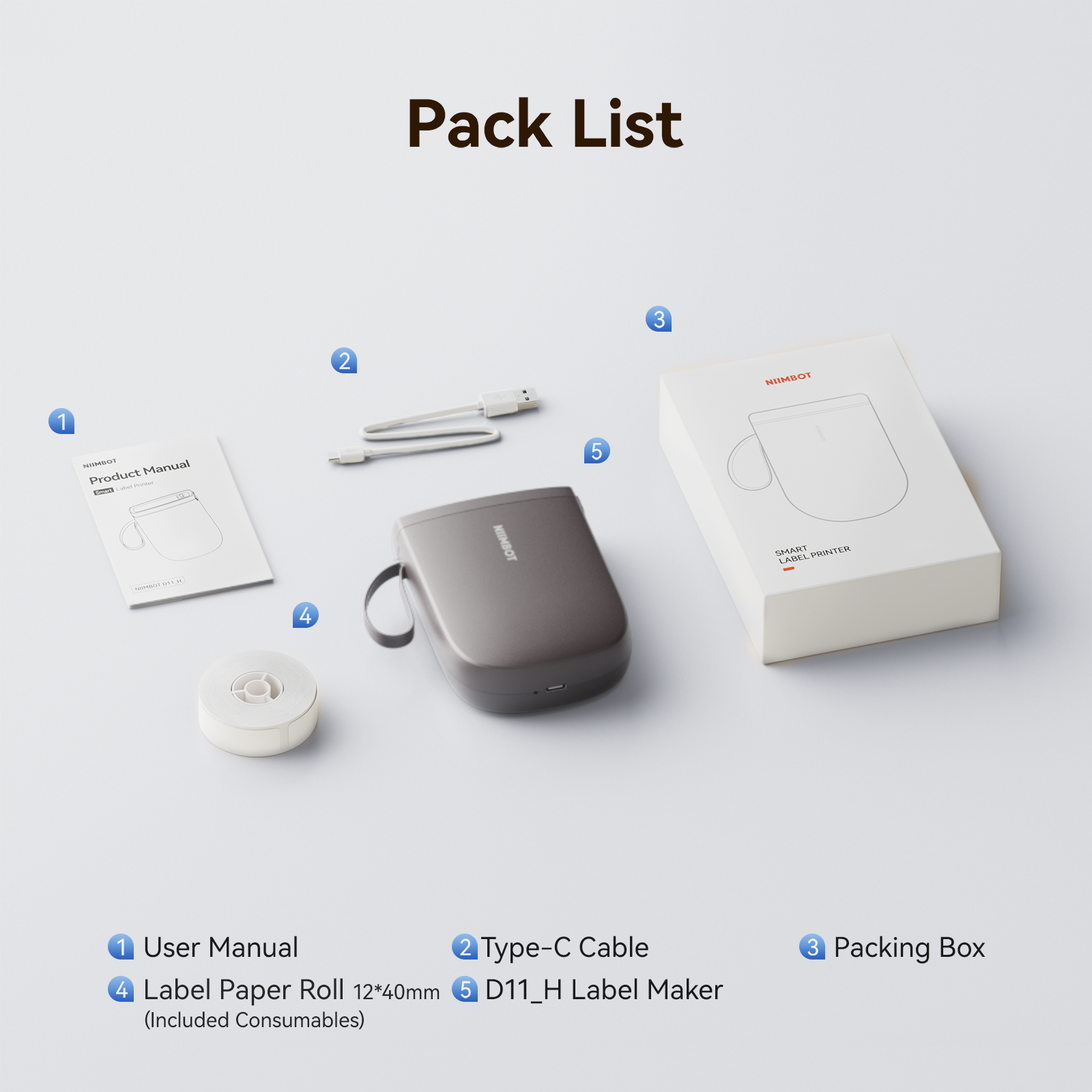 NB525 - Niimbot - D11-H - 300DPI - Portable Bluetooth Label Printer Inc Free Label Roll