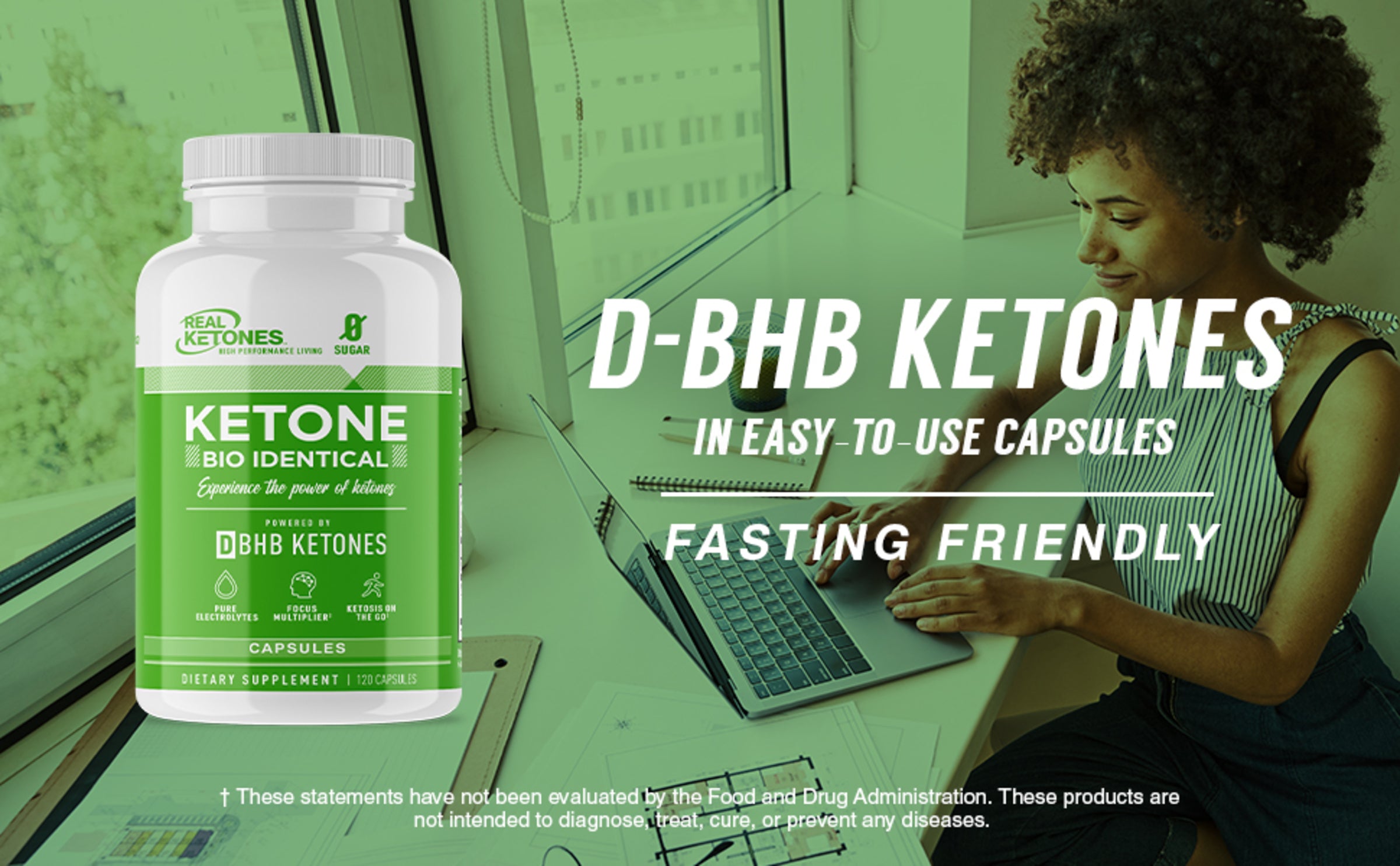 REAL KETONES - KETONE BIO IDENTICAL - D-BHB - 60 CAPSULES - 30 SERVINGS