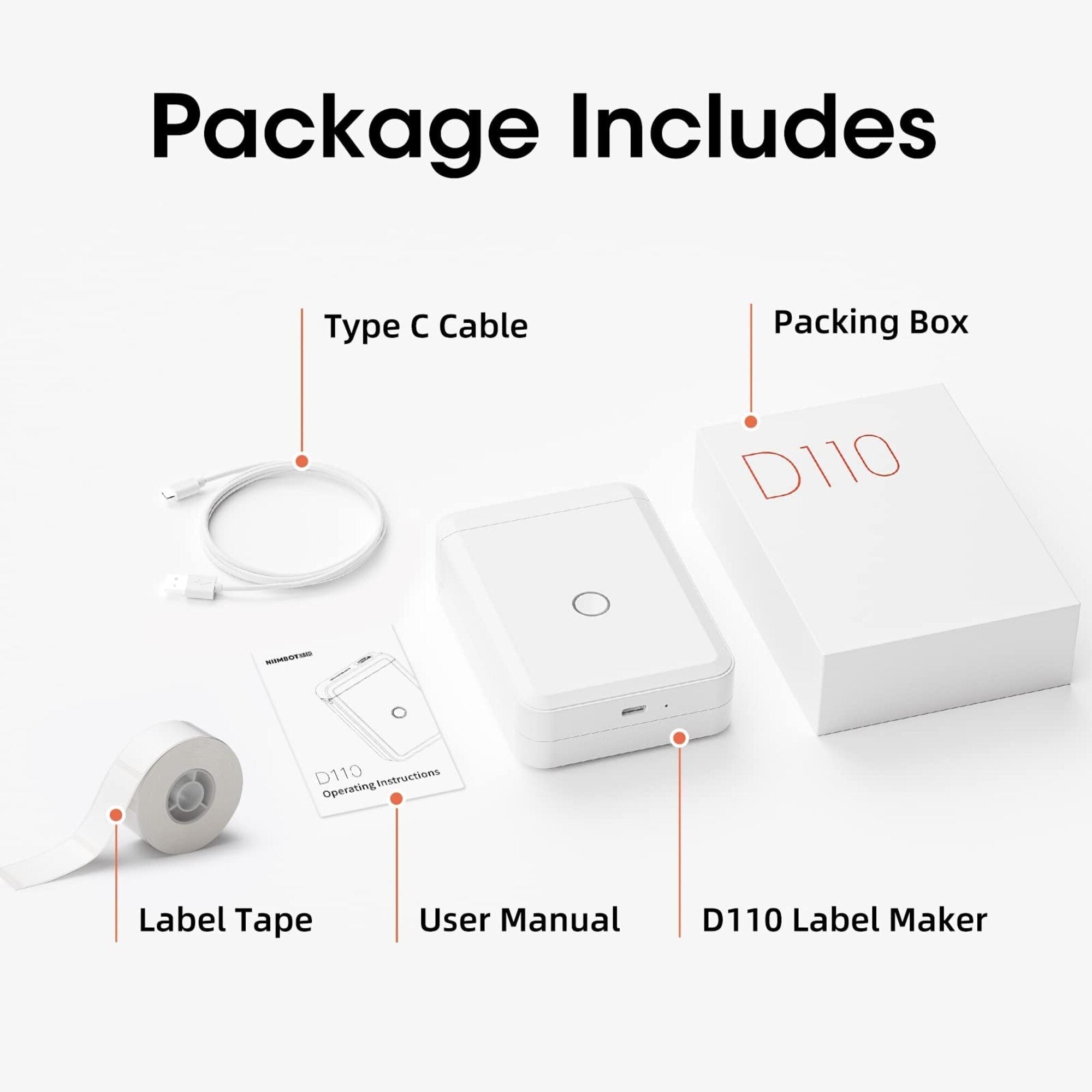 NB120 - NIIMBOT - D110 - PORTABLE LABEL BLUETOOTH PRINTER INCL FREE LABEL ROLL (15X30MM)