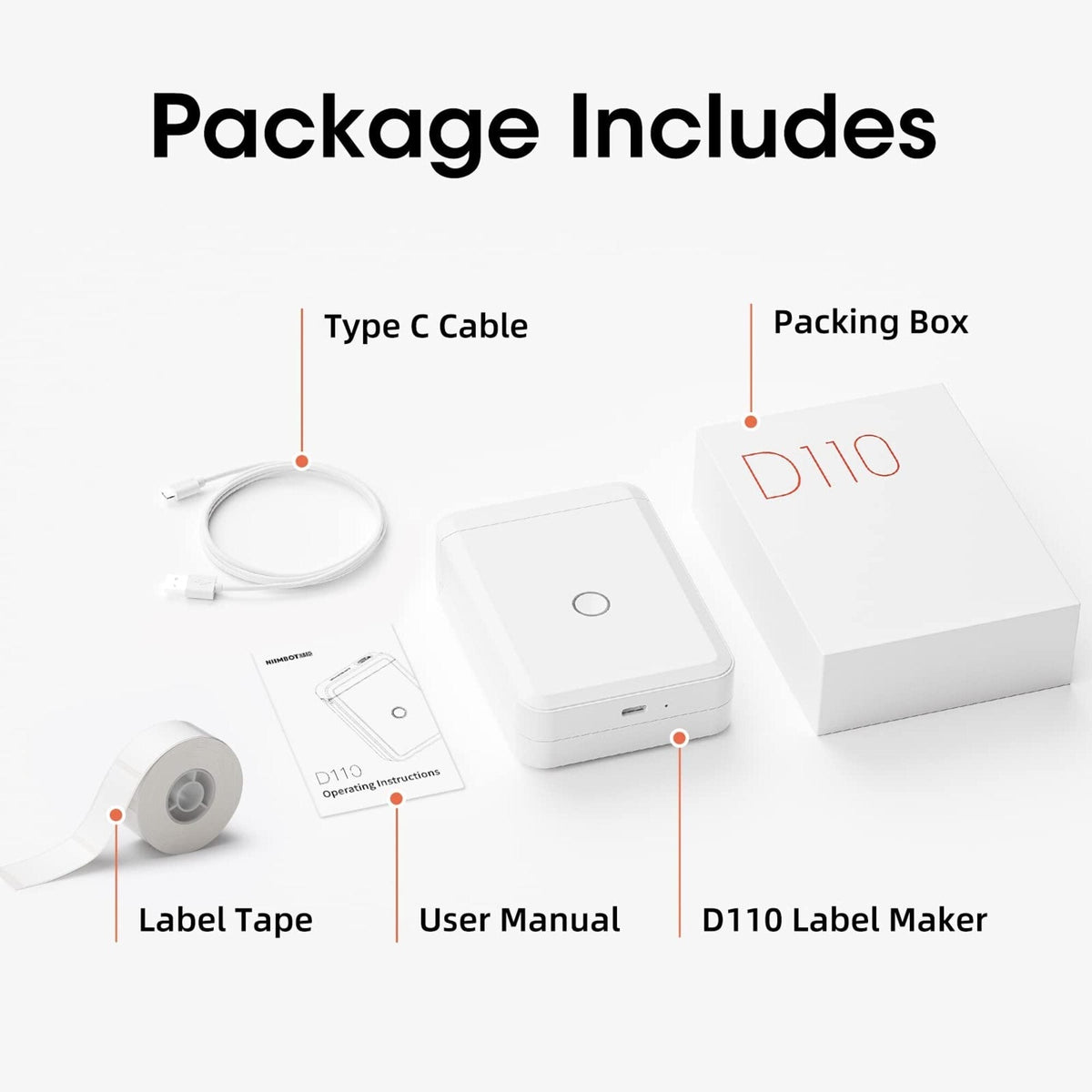 NB120 - NIIMBOT - D110 - PORTABLE LABEL BLUETOOTH PRINTER INCL FREE LABEL ROLL (15X30MM)