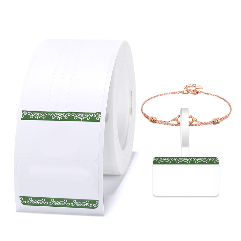 NB208 - Niimbot - B1 / B21 / B31 / B3S / B4 - 25x75mm - 100 Green Border Jewellery Labels