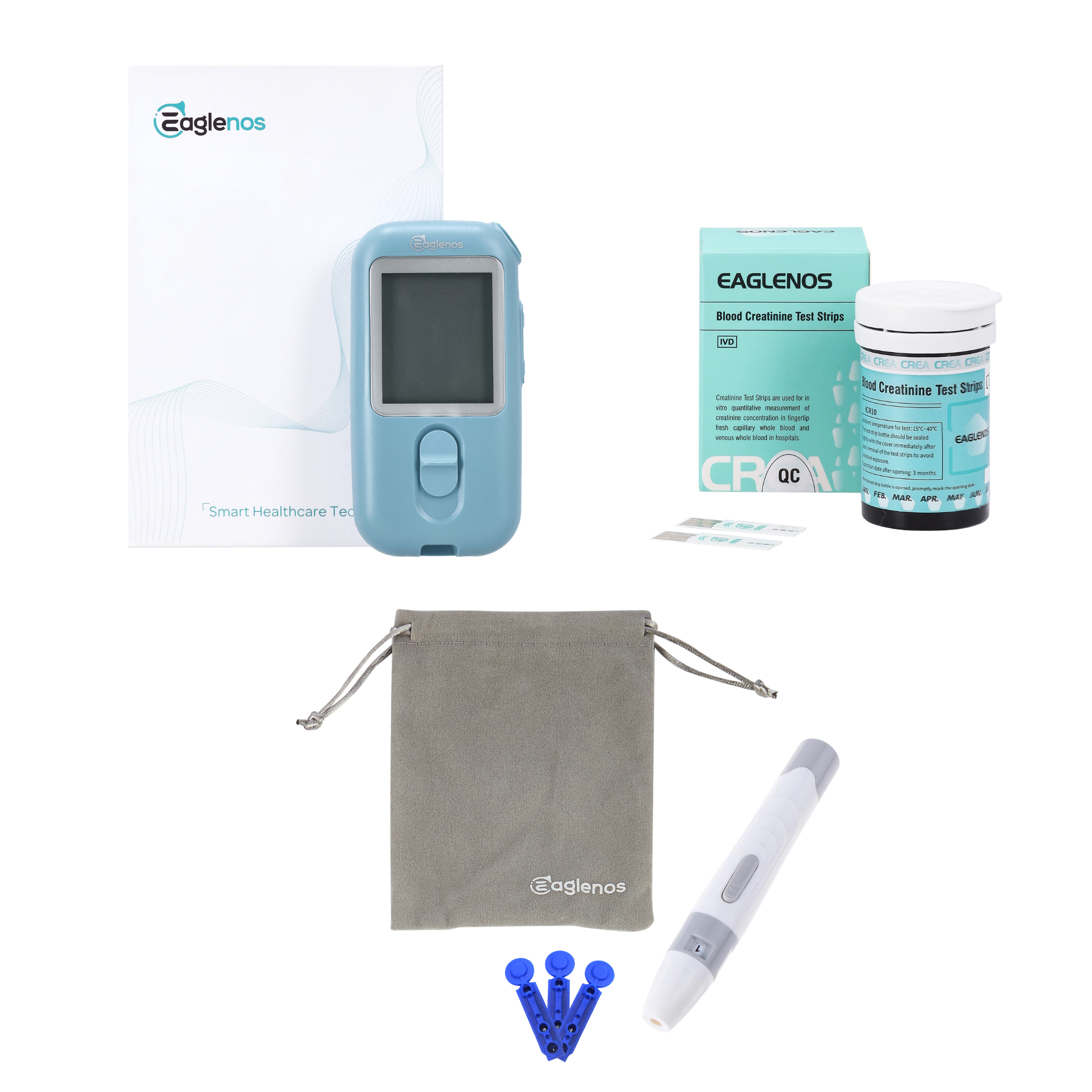 EAGLENOS - CREATININE START-UP BLOOD TEST METER KIT (M432) - INCLUDES 25 CREATININE STRIPS