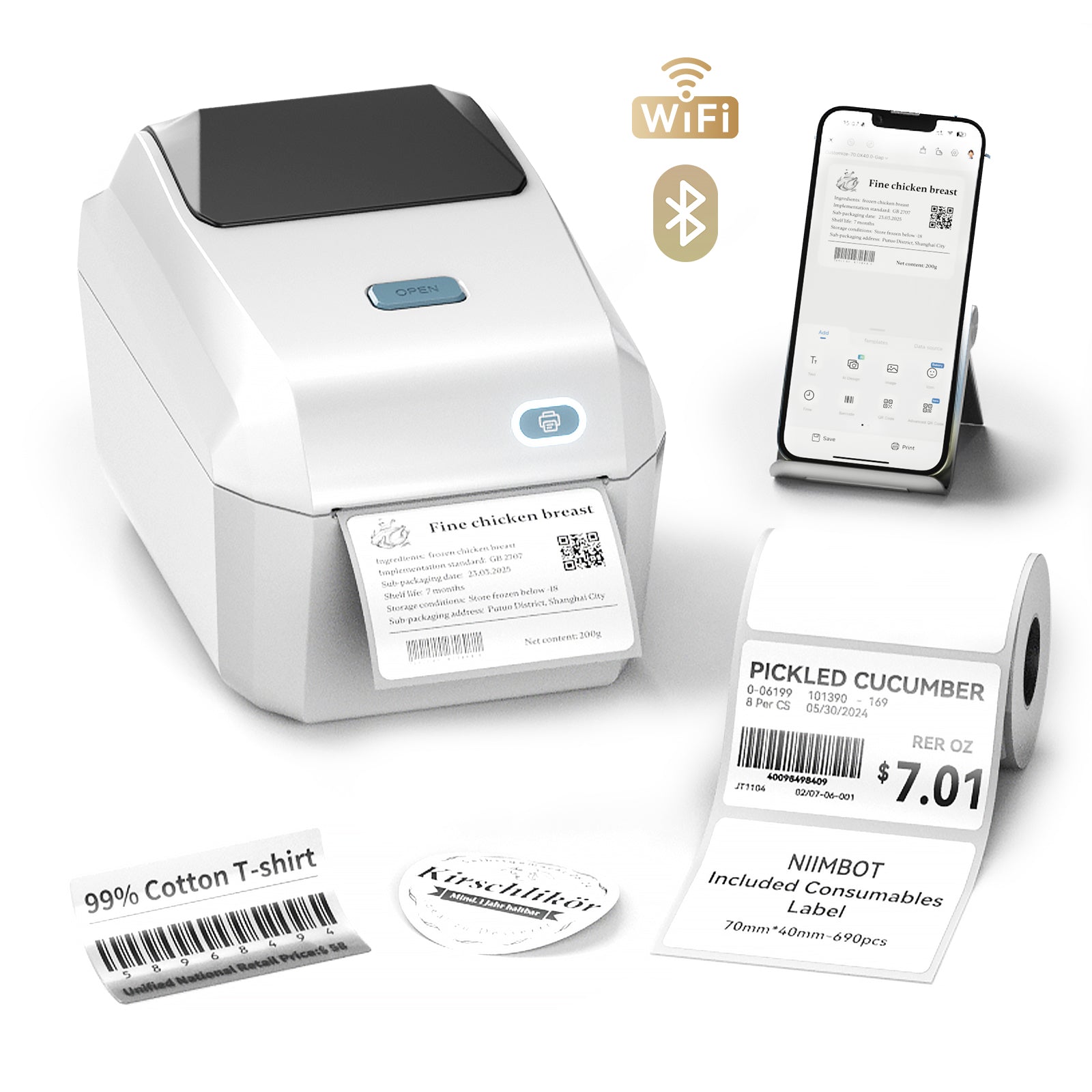 NB606 - Niimbot - K3-W - Thermal Business Bluetooth & Wifi Label Printer