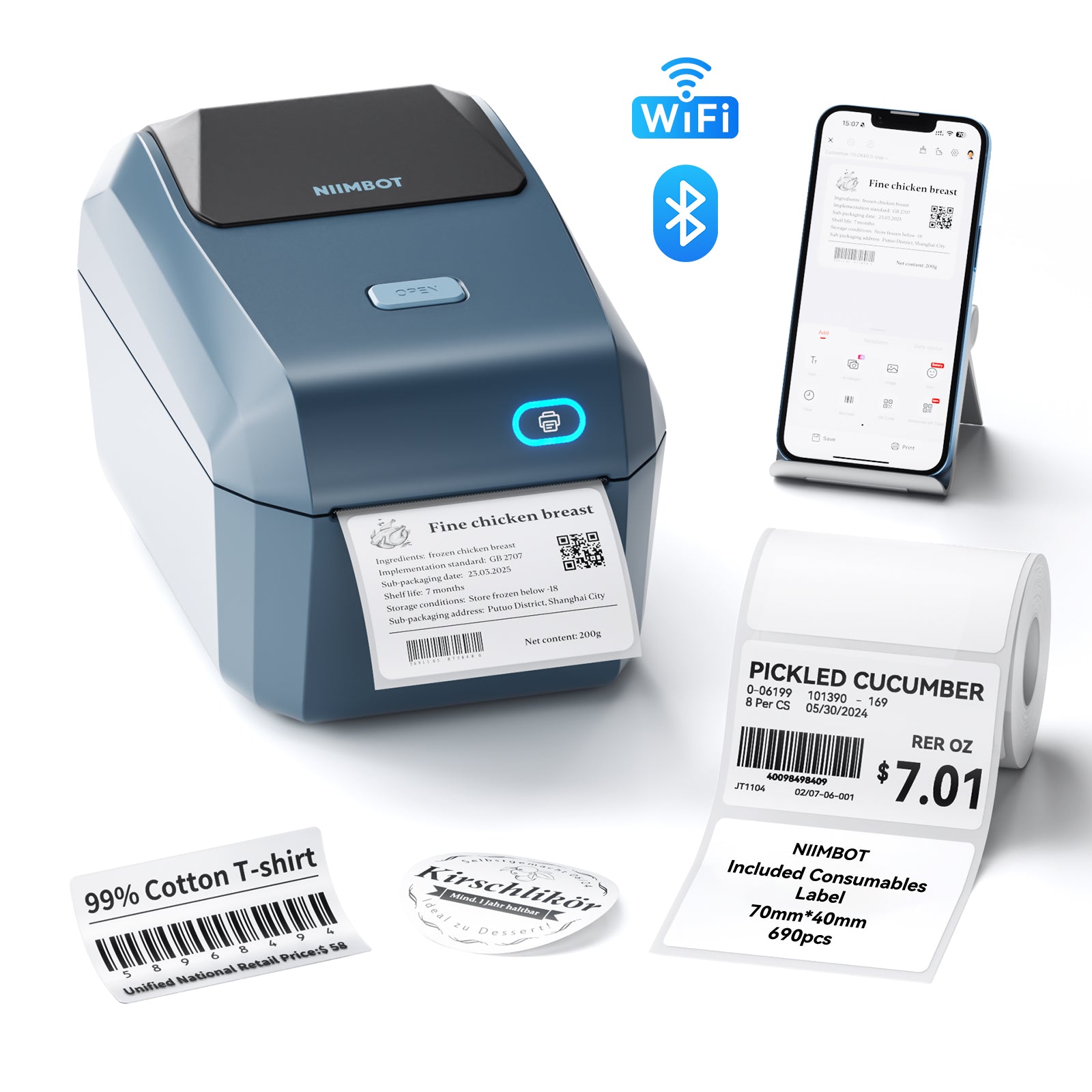 NB606 - Niimbot - K3-W - Thermal Business Bluetooth & Wifi Label Printer