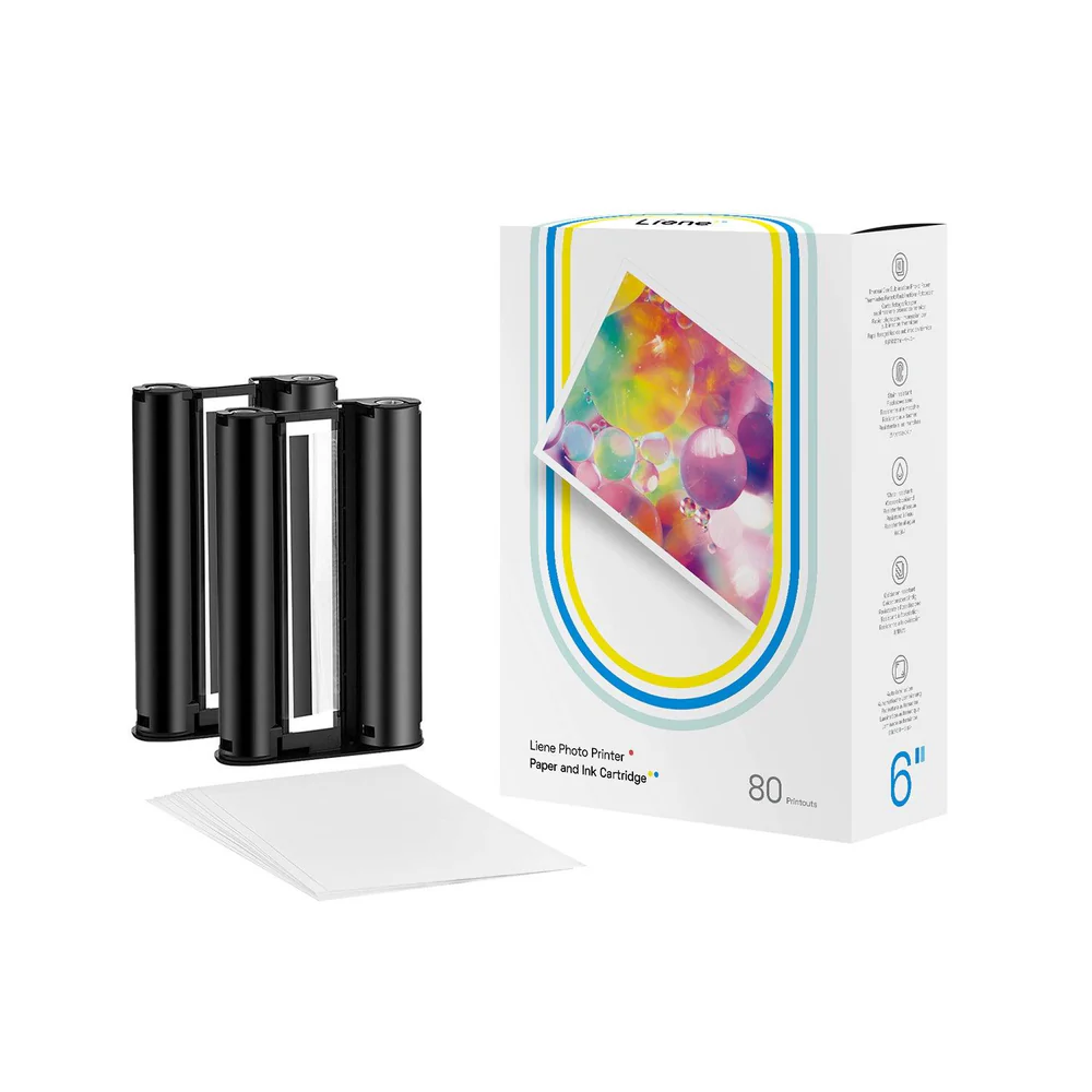 LIENE - Amber - 4x6 Inch Photo Paper & Ink Cartridge Refill Pack - 80 Sheets & 2 Ink Cartridges