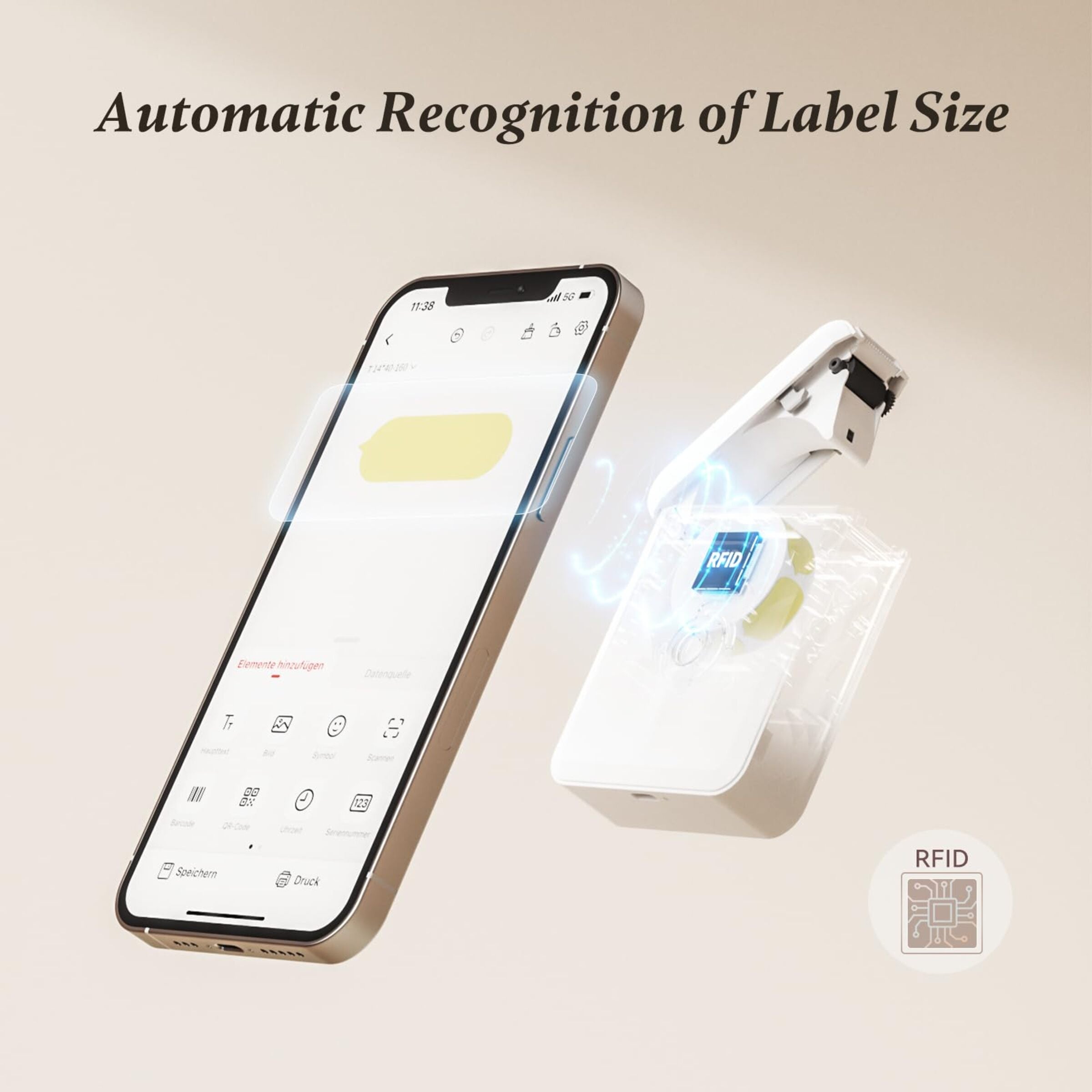 NIIMBOT - D110_M - PORTABLE BLUETOOTH LABEL PRINTER INCLUDING FREE LABEL ROLL (12*40MM - WHITE)