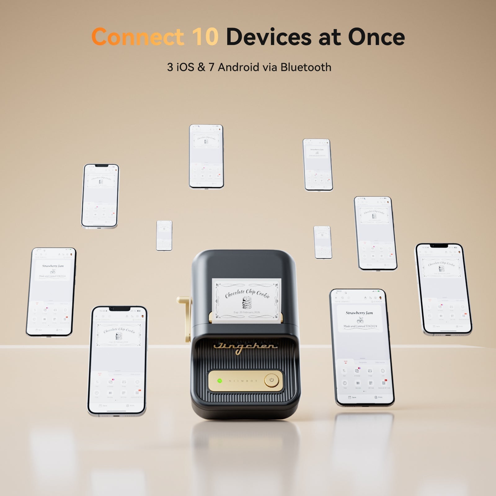 NB109 - Niimbot - B21S - Portable Thermal Label Bluetooth Printer Incl Free Label (50x30mm) - Black