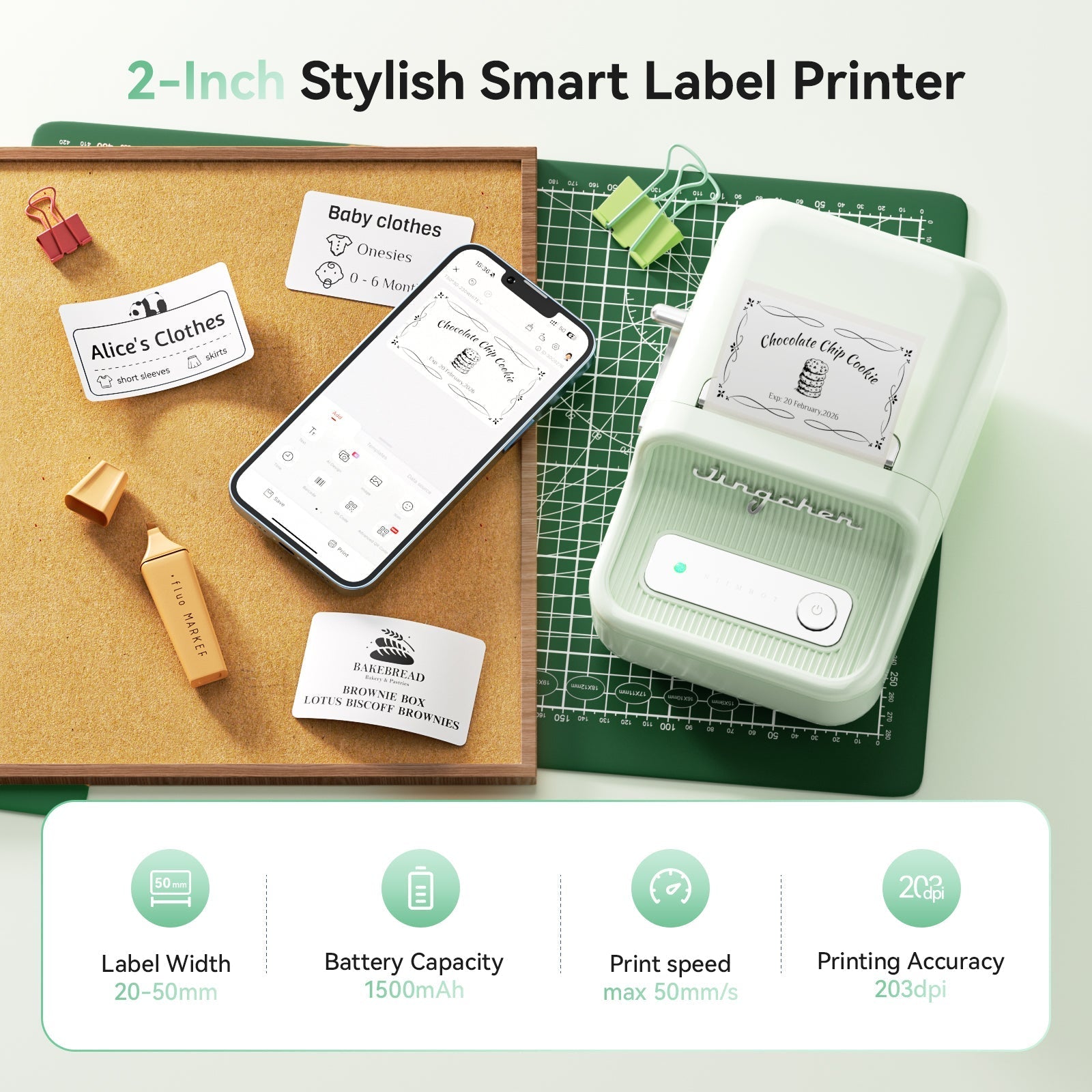 NB109 - Niimbot - B21S - Portable Thermal Label Bluetooth Printer Incl Free Label (50x30mm) - Black