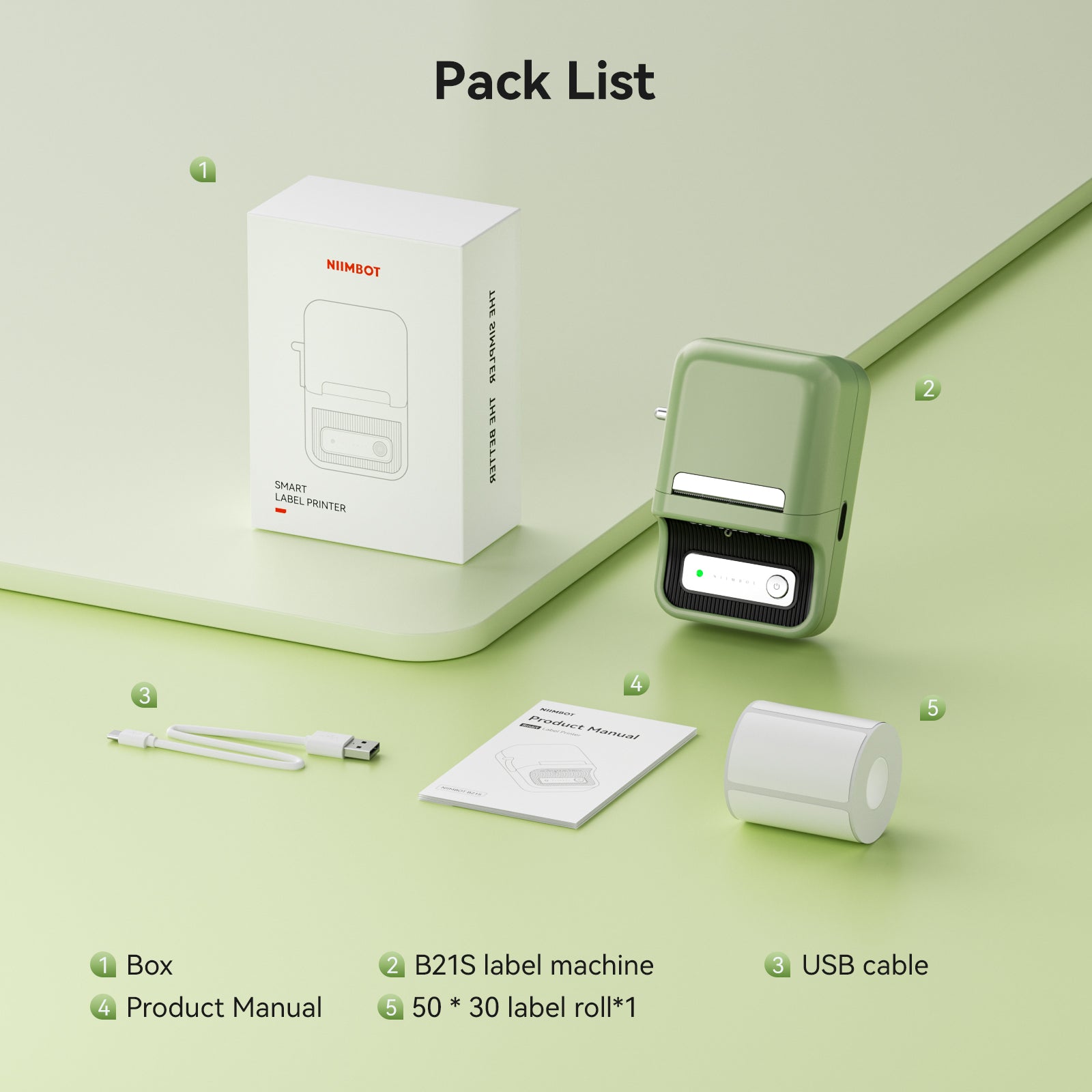 NB109 - Niimbot - B21S - Portable Thermal Label Bluetooth Printer Incl Free Label (50x30mm) - Black
