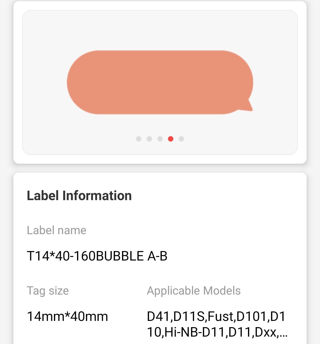 NB134 - Niimbot - D11 / D101 / D110 / H1S - 14x40mm - 155 Light Bubble Labels