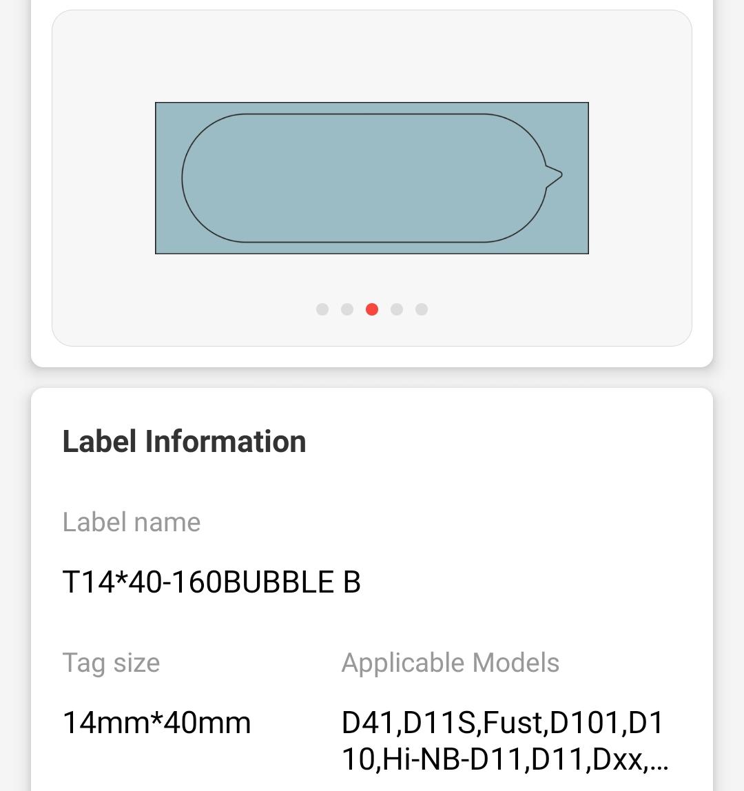 NB135 - Niimbot - D11 / D101 / D110 / H1S - 14x40mm - 160 Bubble B Labels