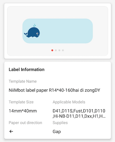 NB146 - NIIMBOT - D11 / D101 / D110 / H1S - RP14X40MM - 160 LABELS PER ROLL - MIXED SEA ANIMALS DESIGN