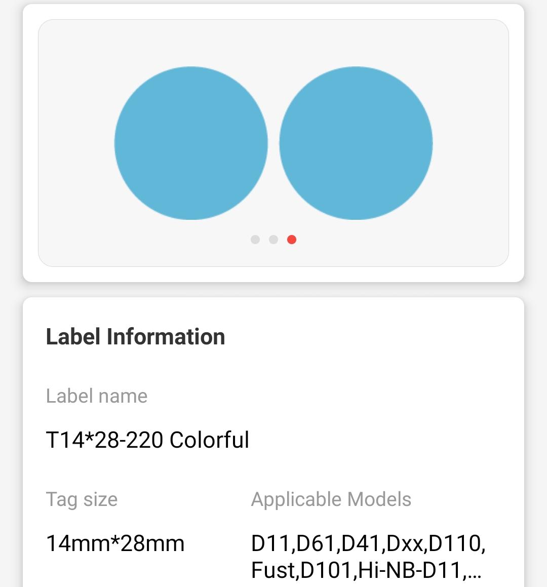 NB155 - NIIMBOT - D11 / D101 / D110 / H1S - 14X28MM - 205 PINK, YELLOW,BLUE ROUND LABELS
