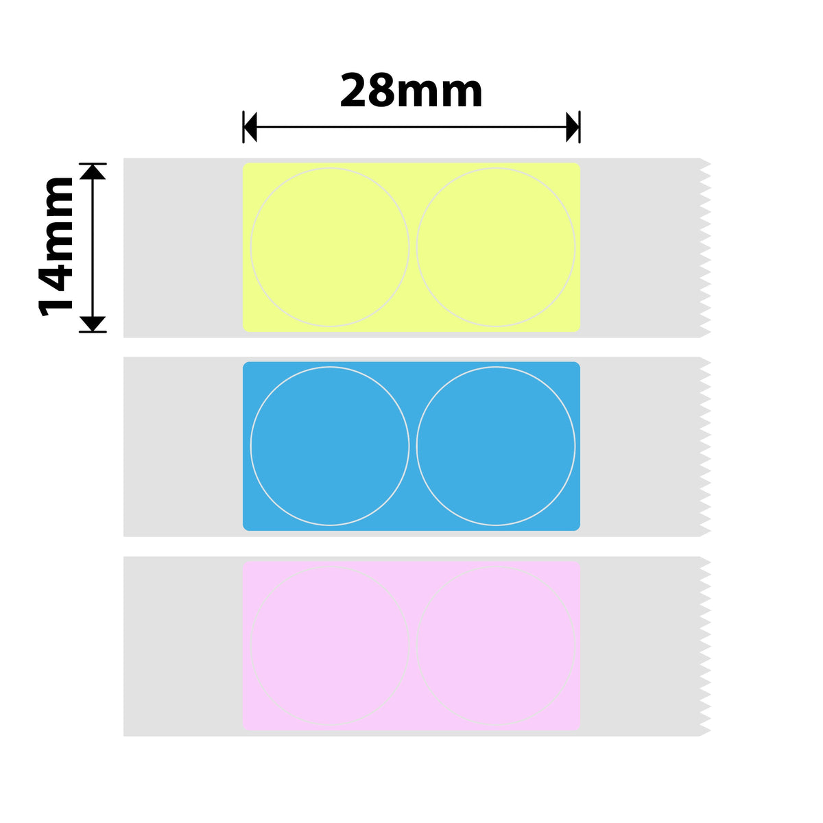 NIIMBOT - D Range - 14x28mm - Pink, Yellow, Blue Round - 205 Labels