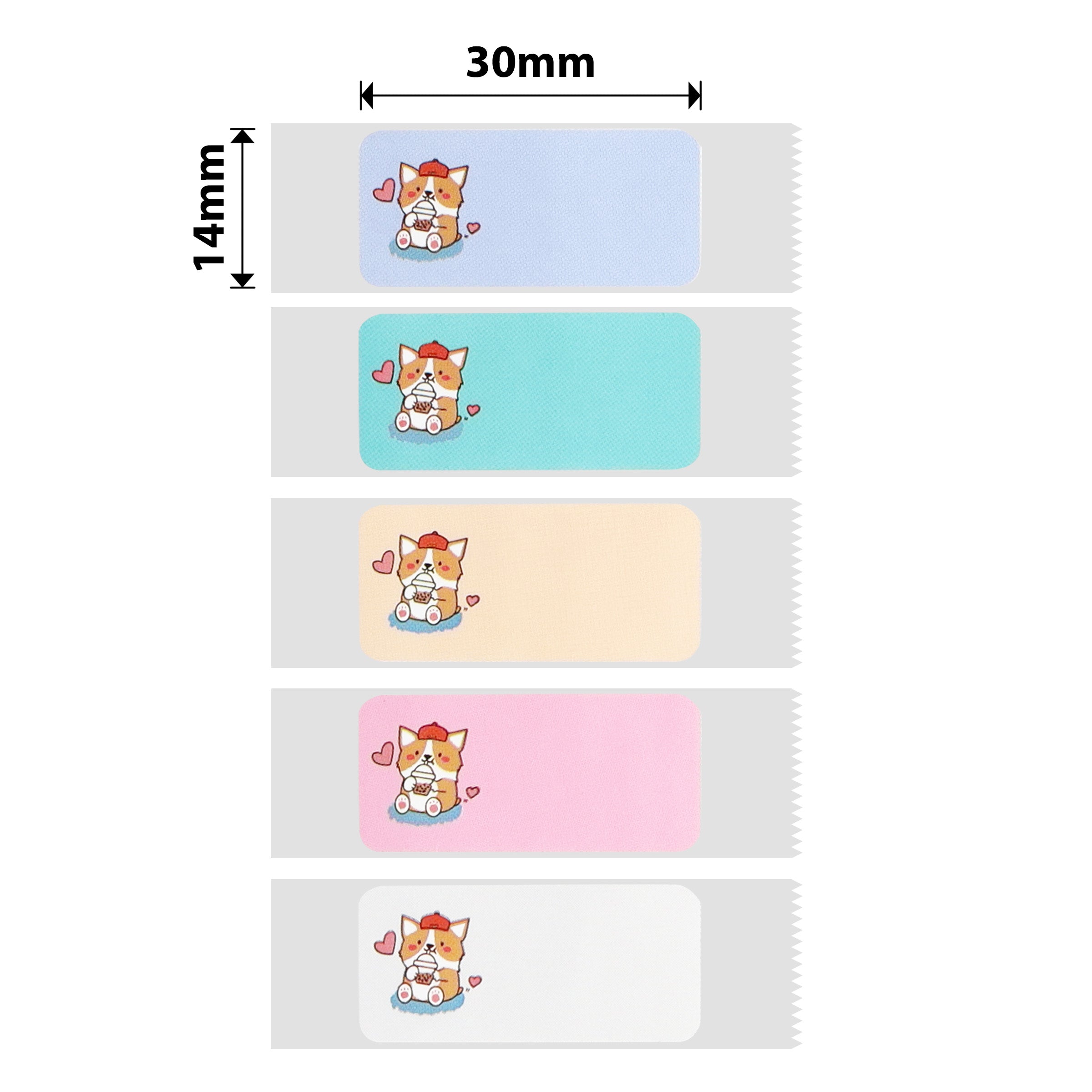 NB156 - Niimbot - D11 / D101 / D110 / H1S - 14x30mm - 195 Cute Corgi Labels