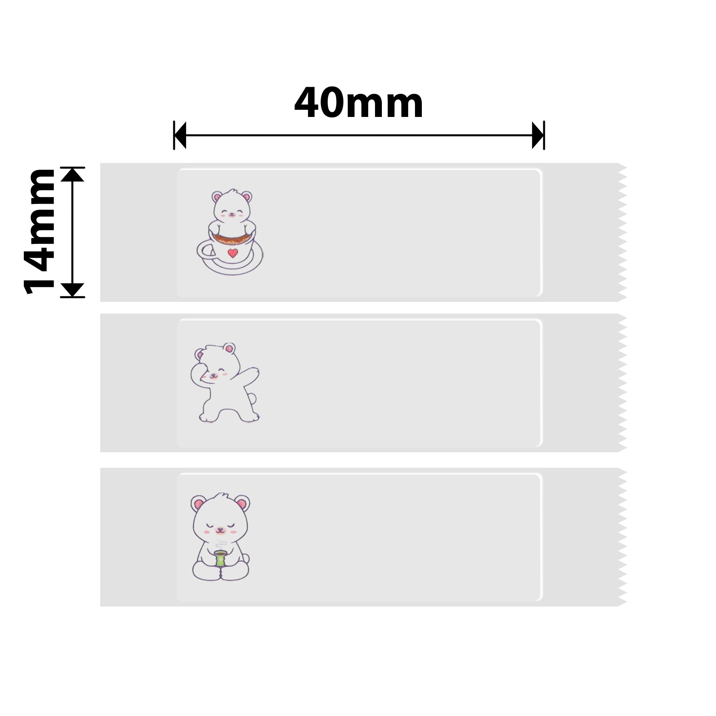 NB421 - Niimbot - N1 - 14x40mm - 150 Bear Transparent Labels