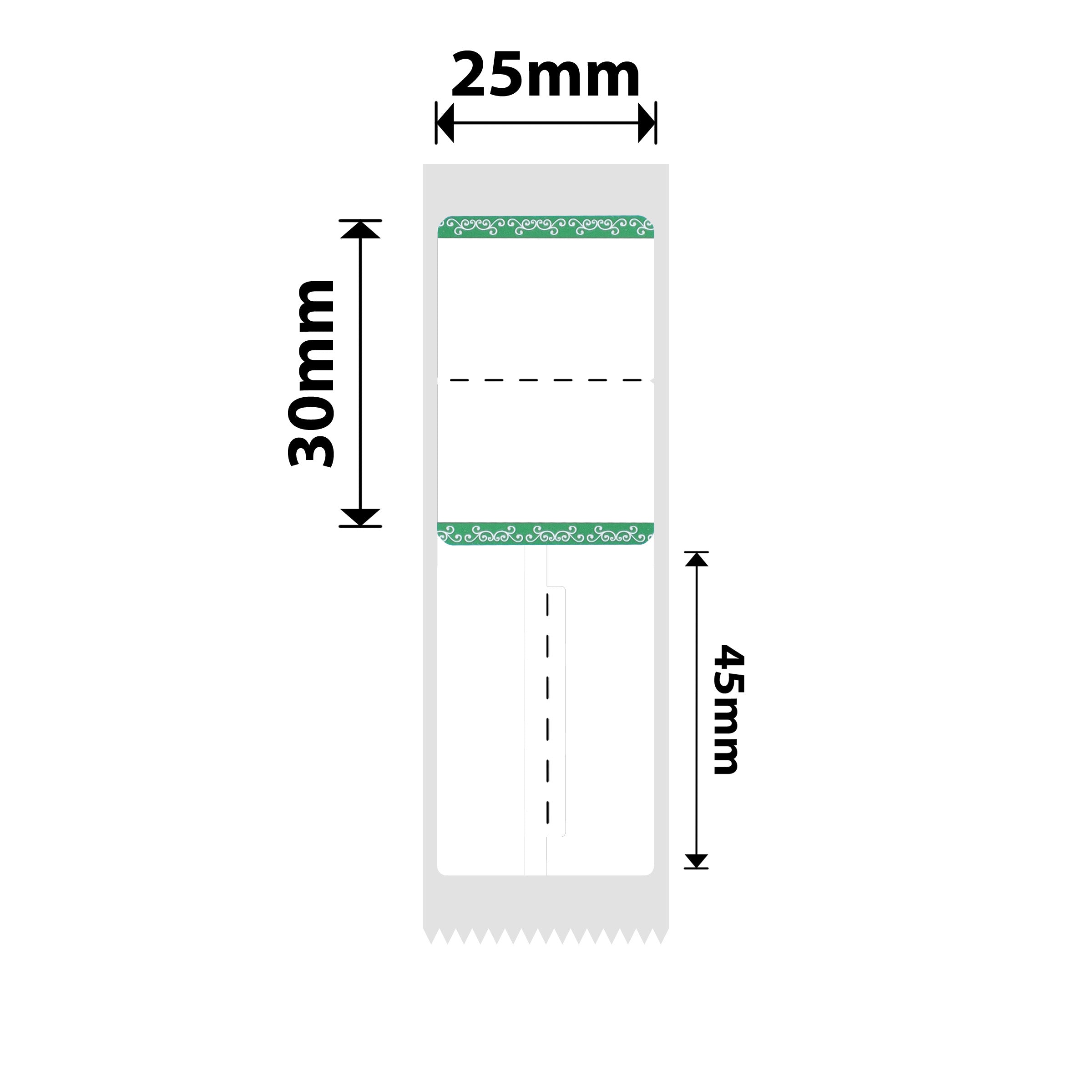 NB208 - Niimbot - B1 / B21 / B31 / B3S / B4 - 25x75mm - 100 Green Border Jewellery Labels