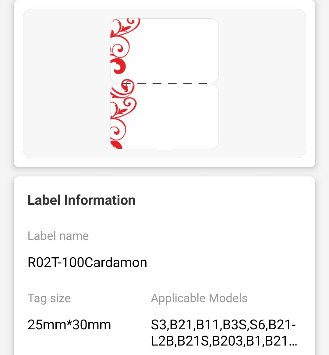 NB228 - NIIMBOT - B1 / B21 / B3S / B4 - R02T - 25X75MM (25x30+45) - 100 LABELS PER ROLL - RED PATTERN DESIGN