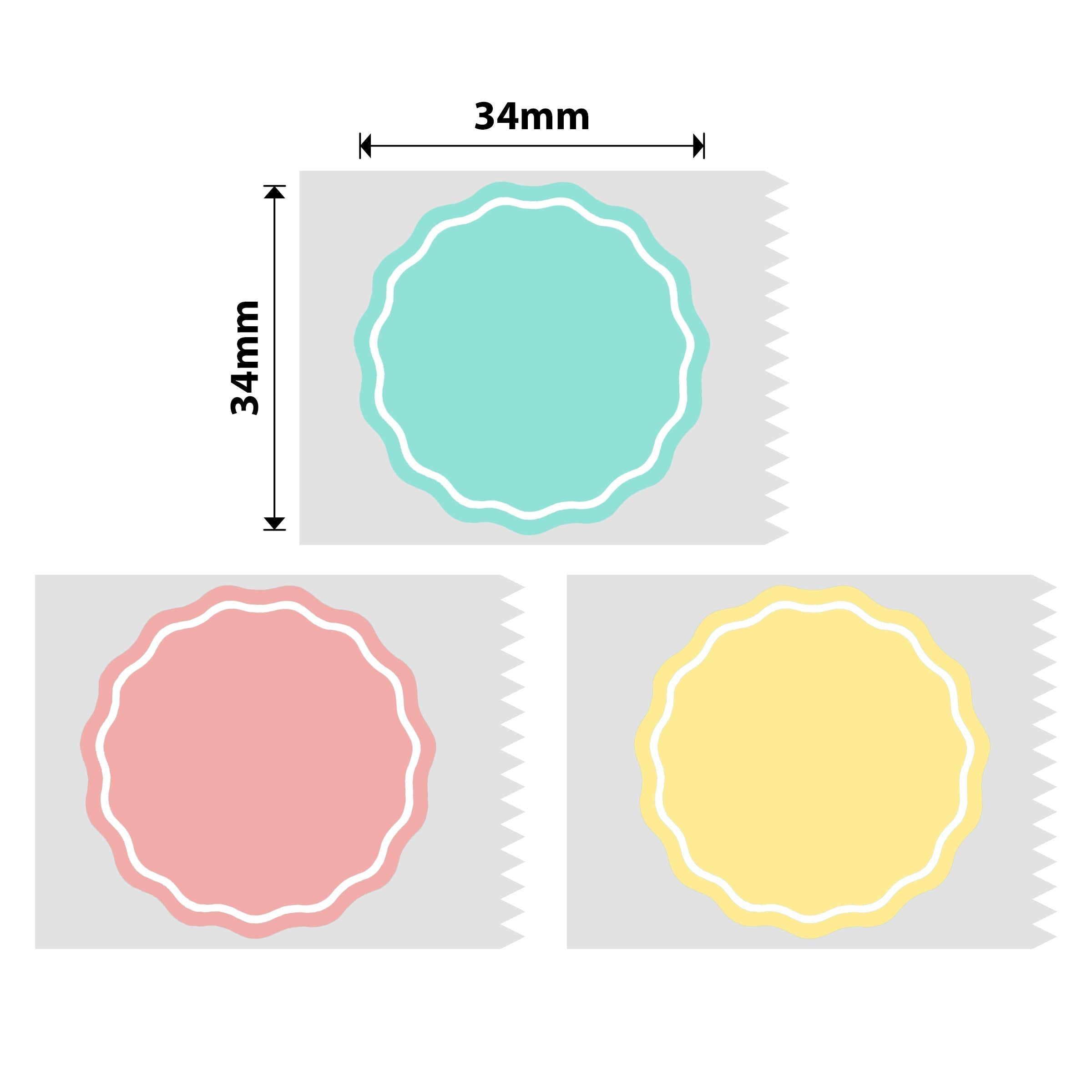 NB233 - Niimbot - B1 / B21 / B31 / B3S / B4 - 34x34mm - 200 Wavy Round Pink, Yellow & Blue Labels