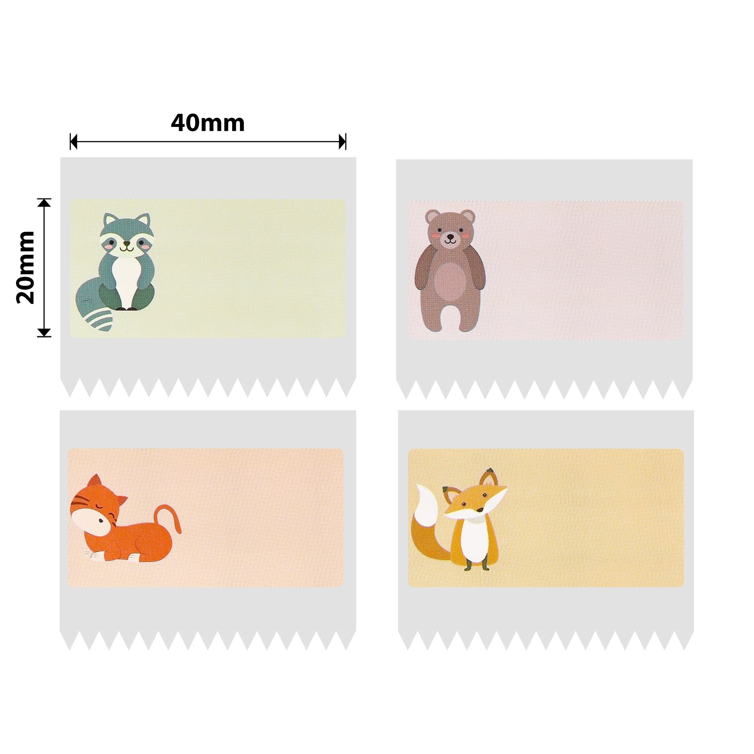 NB242 - Niimbot - B1 / B21 / B31 / B3S / B4 - 40x20mm - 320 Nametag Animal Labels