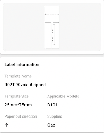 NB263 - NIIMBOT - D101 ONLY - R02T - 25MMX75MM - 90 LABELS PER ROLL - JEWELLERY VOID DESIGN