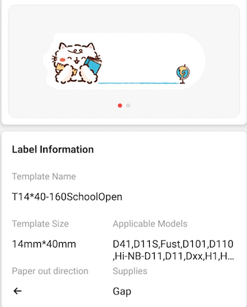 NB298 - NIIMBOT - D11 / D101 / D110 / H1S - R14X40MM - 160 LABELS PER ROLL - SCHOOL RABBIT DESIGN