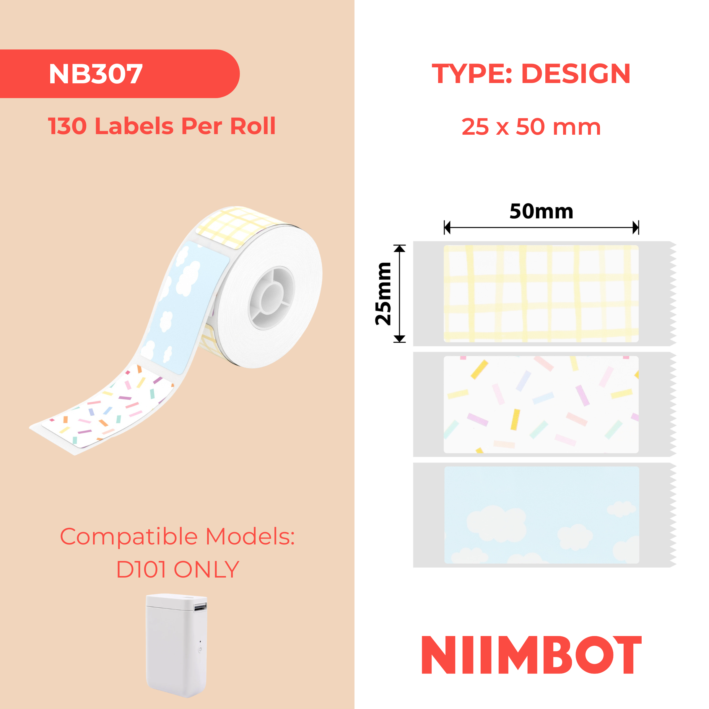 NB307 - Niimbot - D101 Only - 14x60mm - 125 Little World Mixed Labels